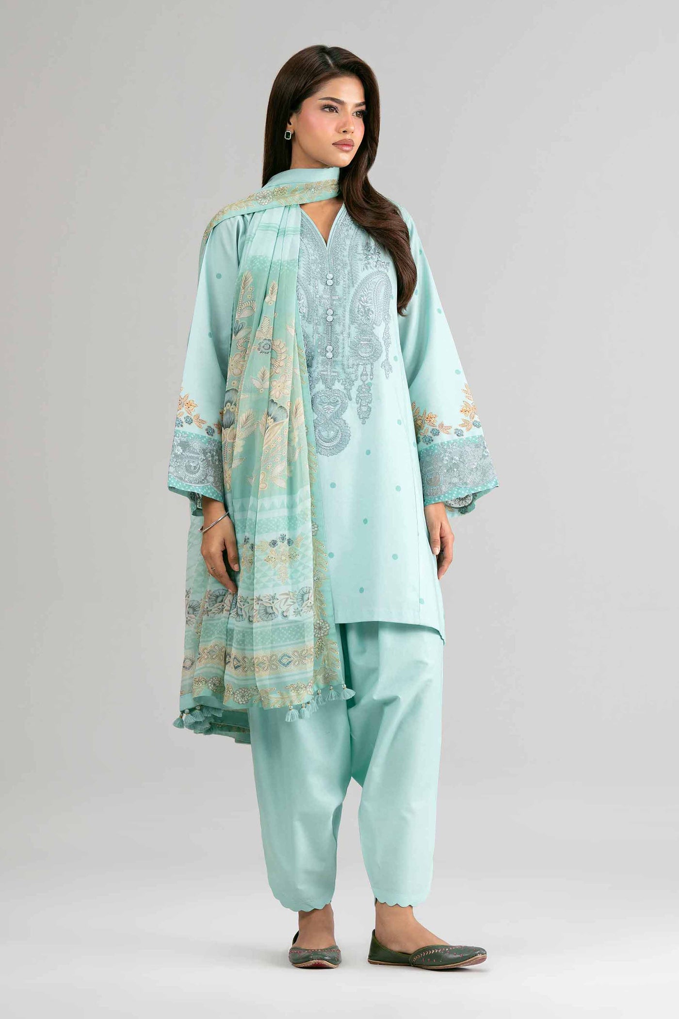 3 Piece Embroidered Linen Suit