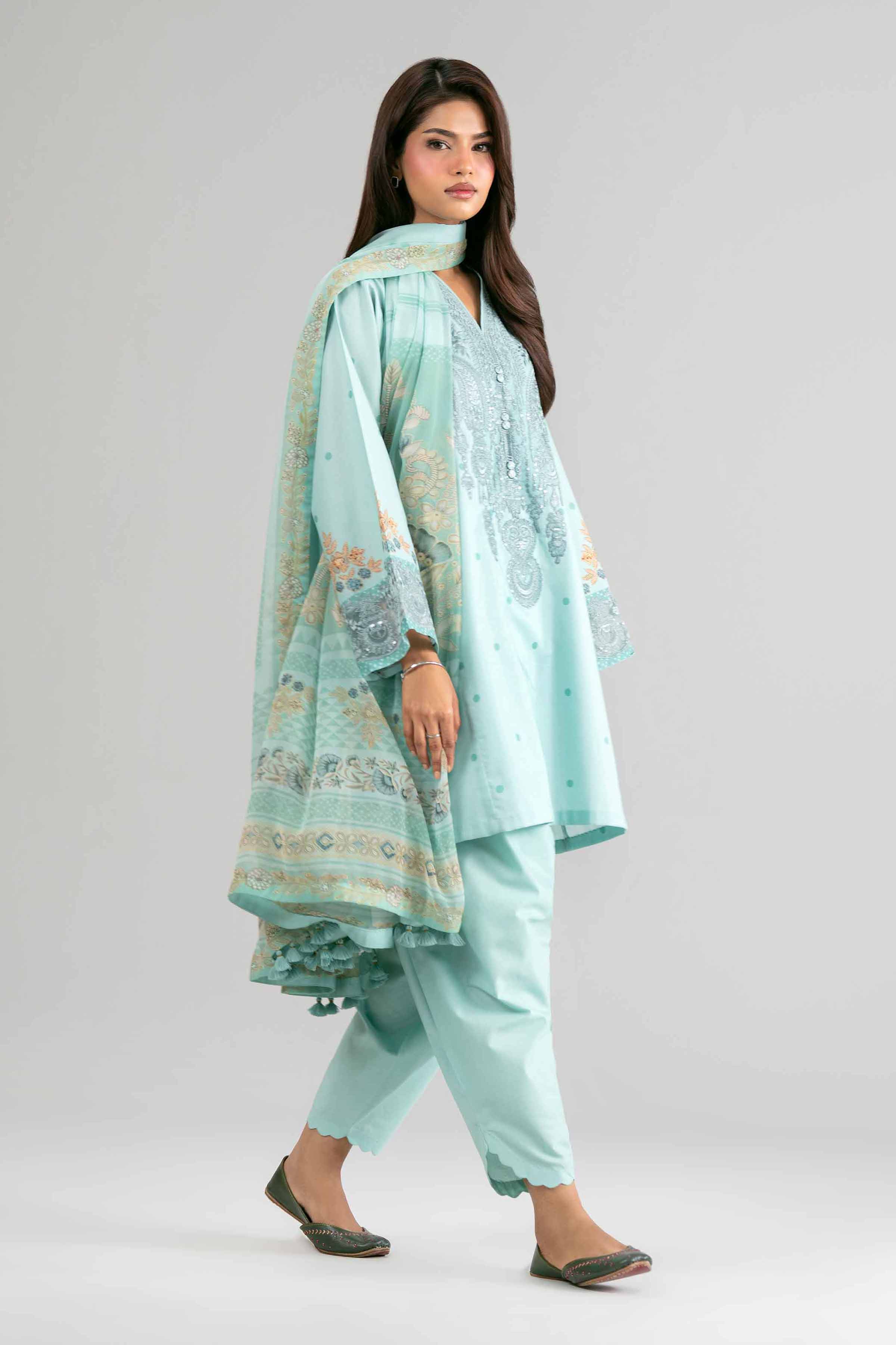 2 Piece - Digital Printed Embroidered Suit - 42601587