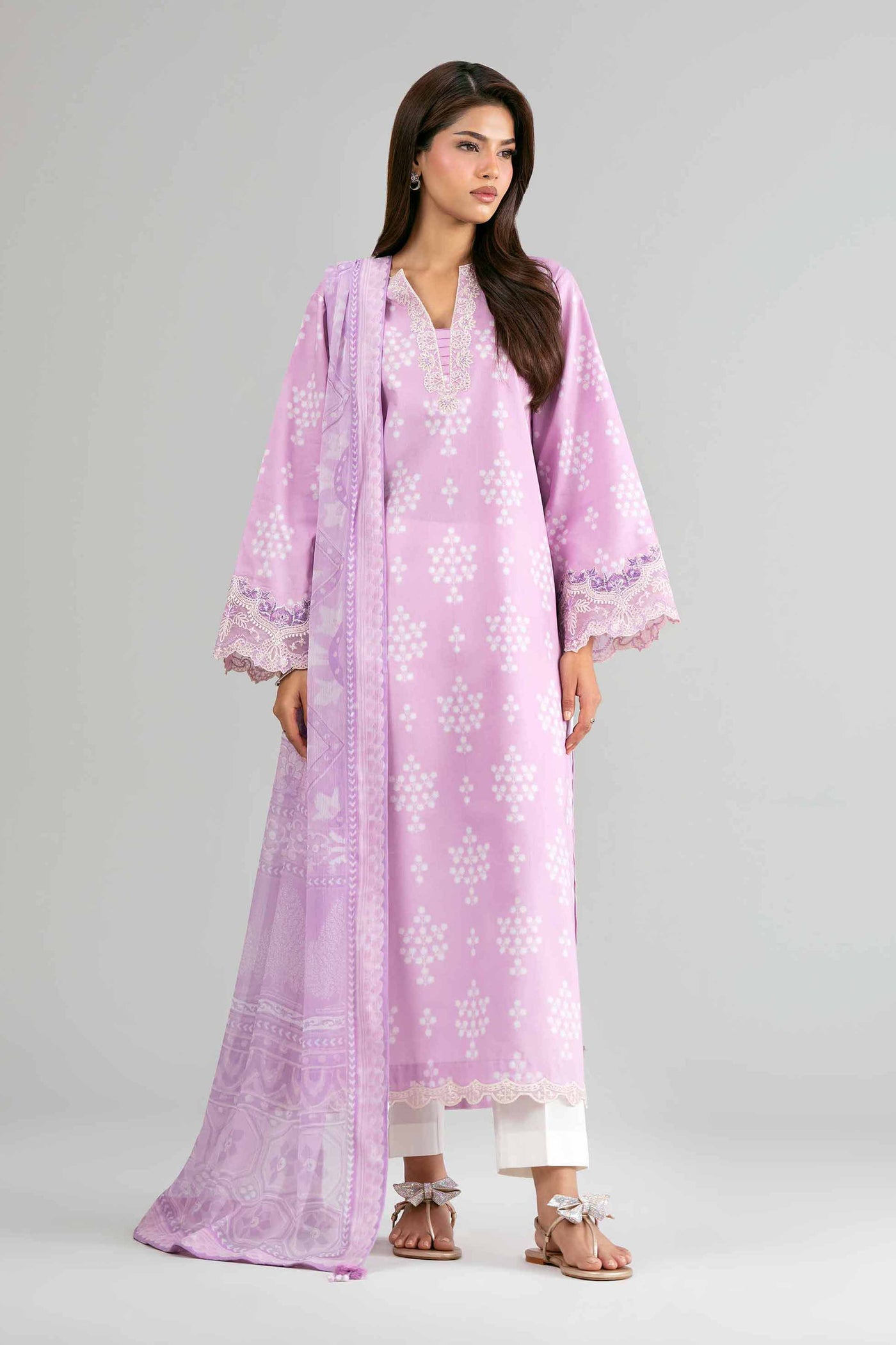 3 Piece Embroidered Linen Suit