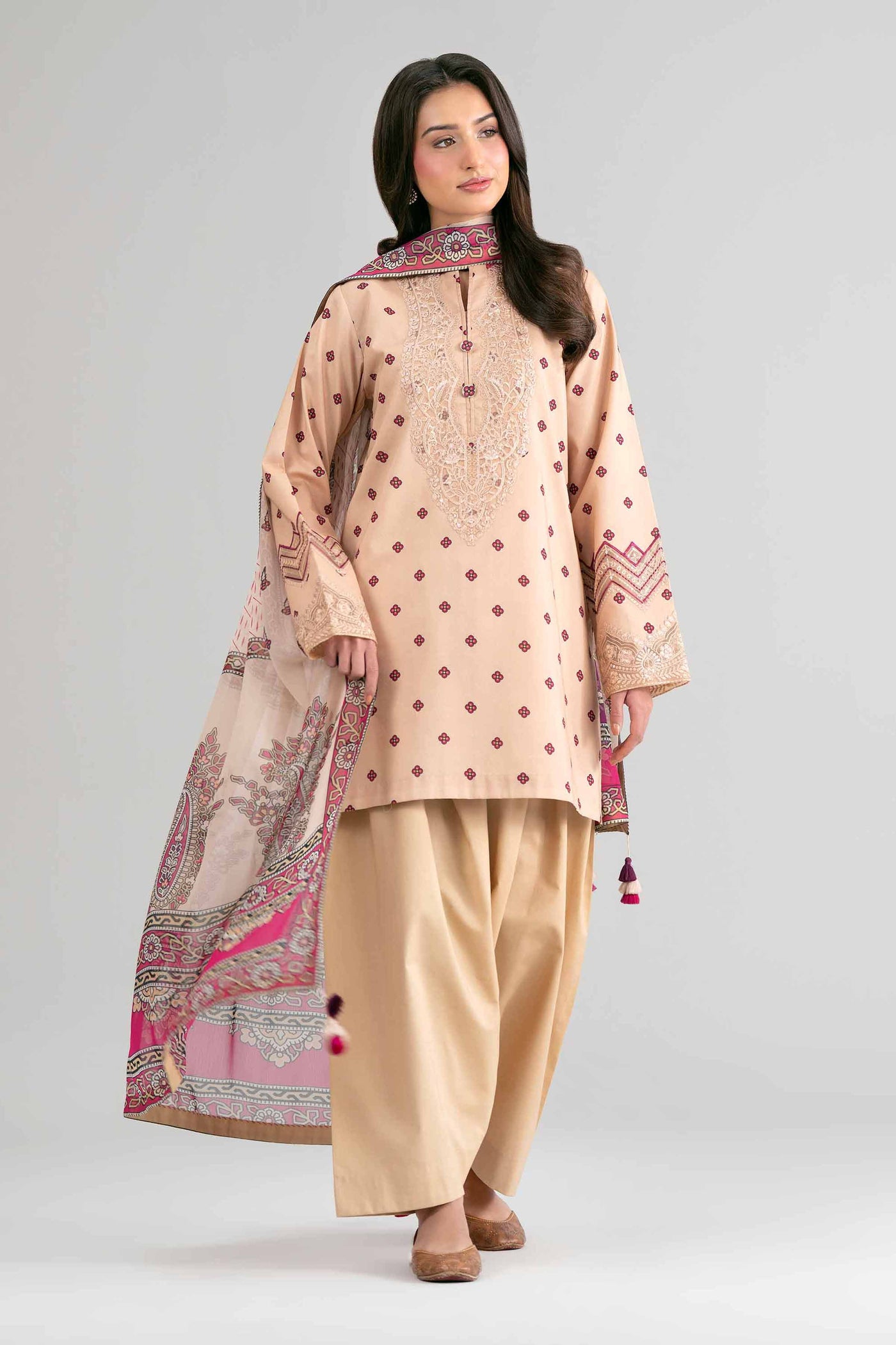 2 Piece Embroidered Organza Suit