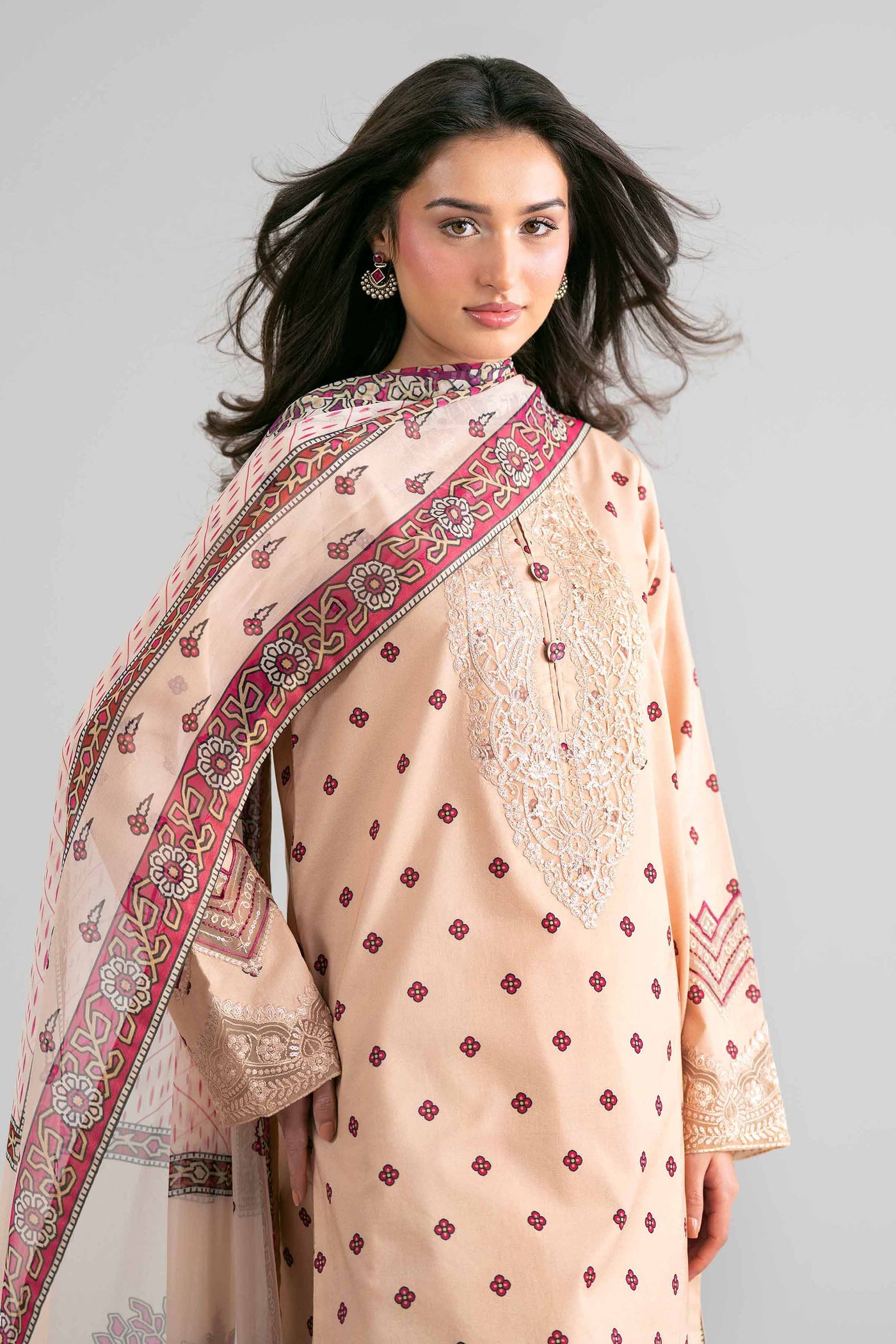 2 Piece Embroidered Organza Suit