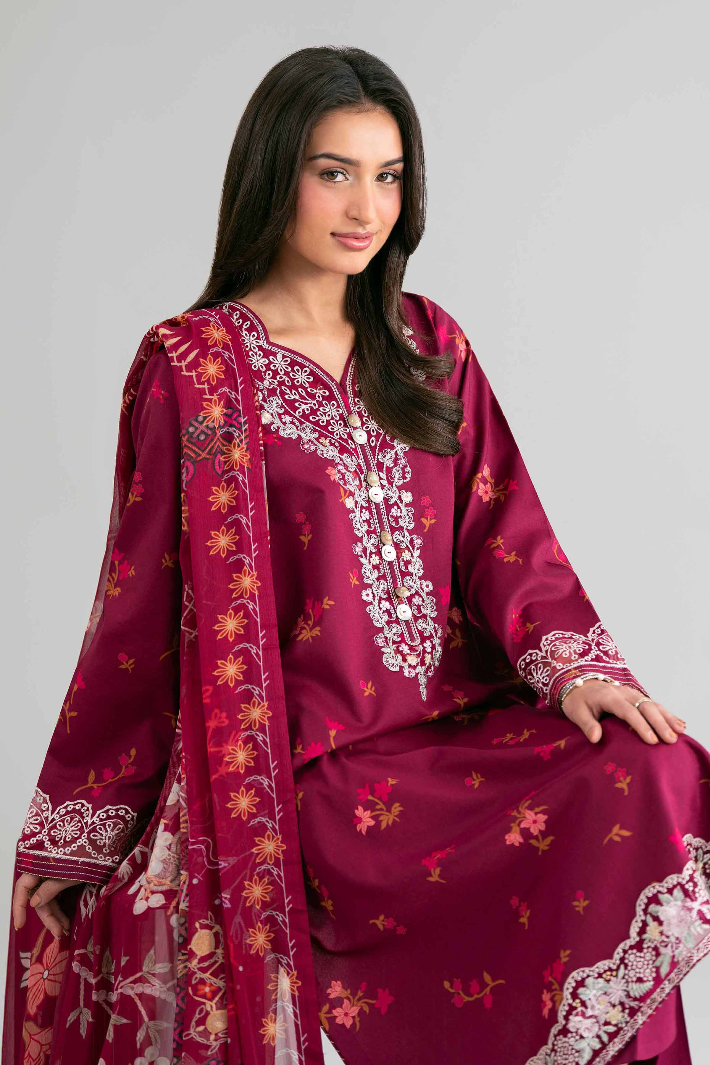 2 Piece - Digital Printed Embroidered Suit - 42601591