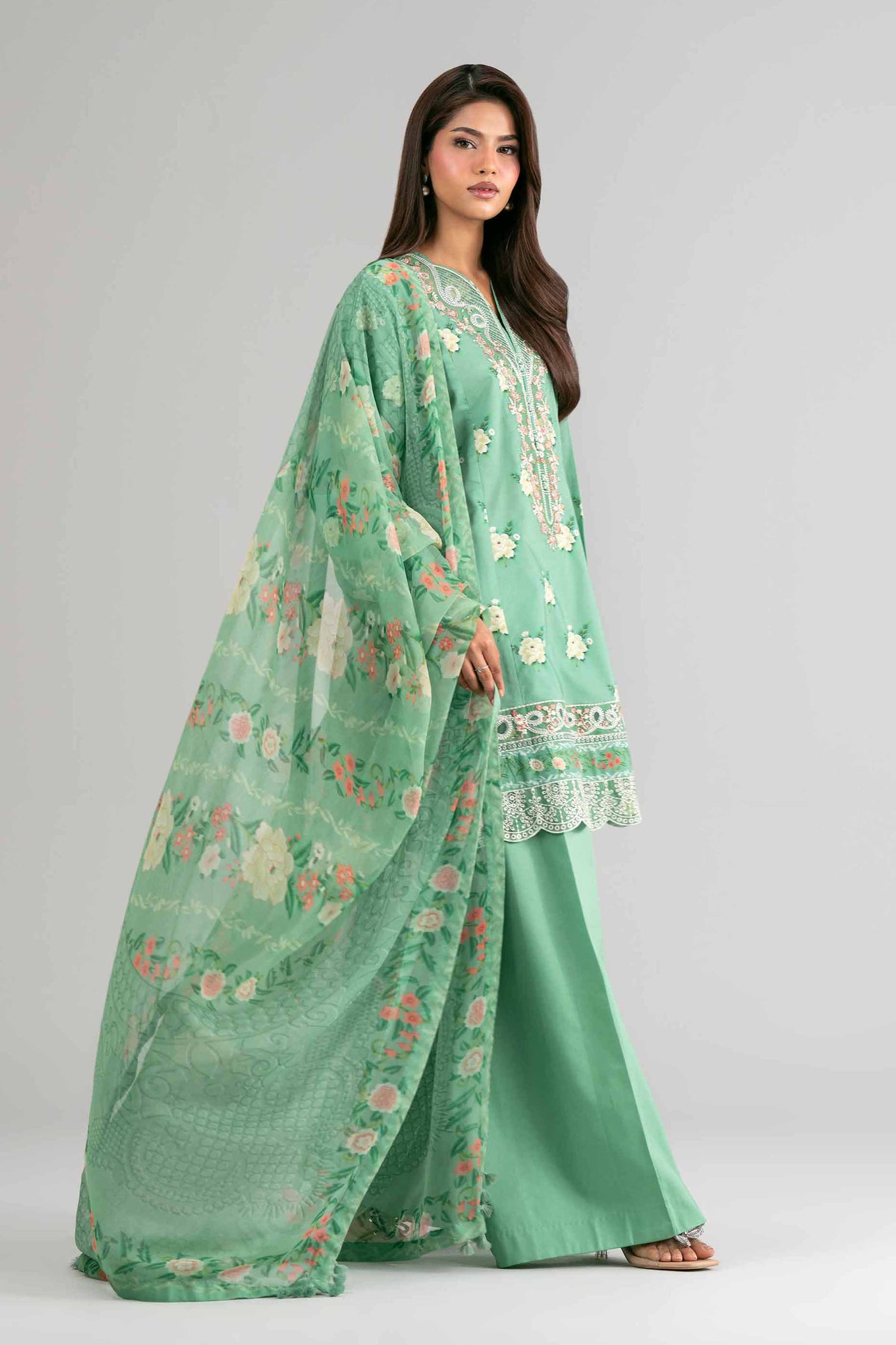 3 Piece Unstitched Embroidered Cambric Suit | MPT-2703-A