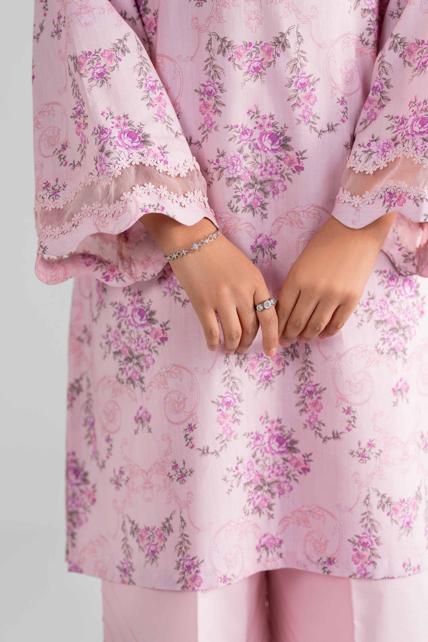 2 Piece Embroidered Organza Suit