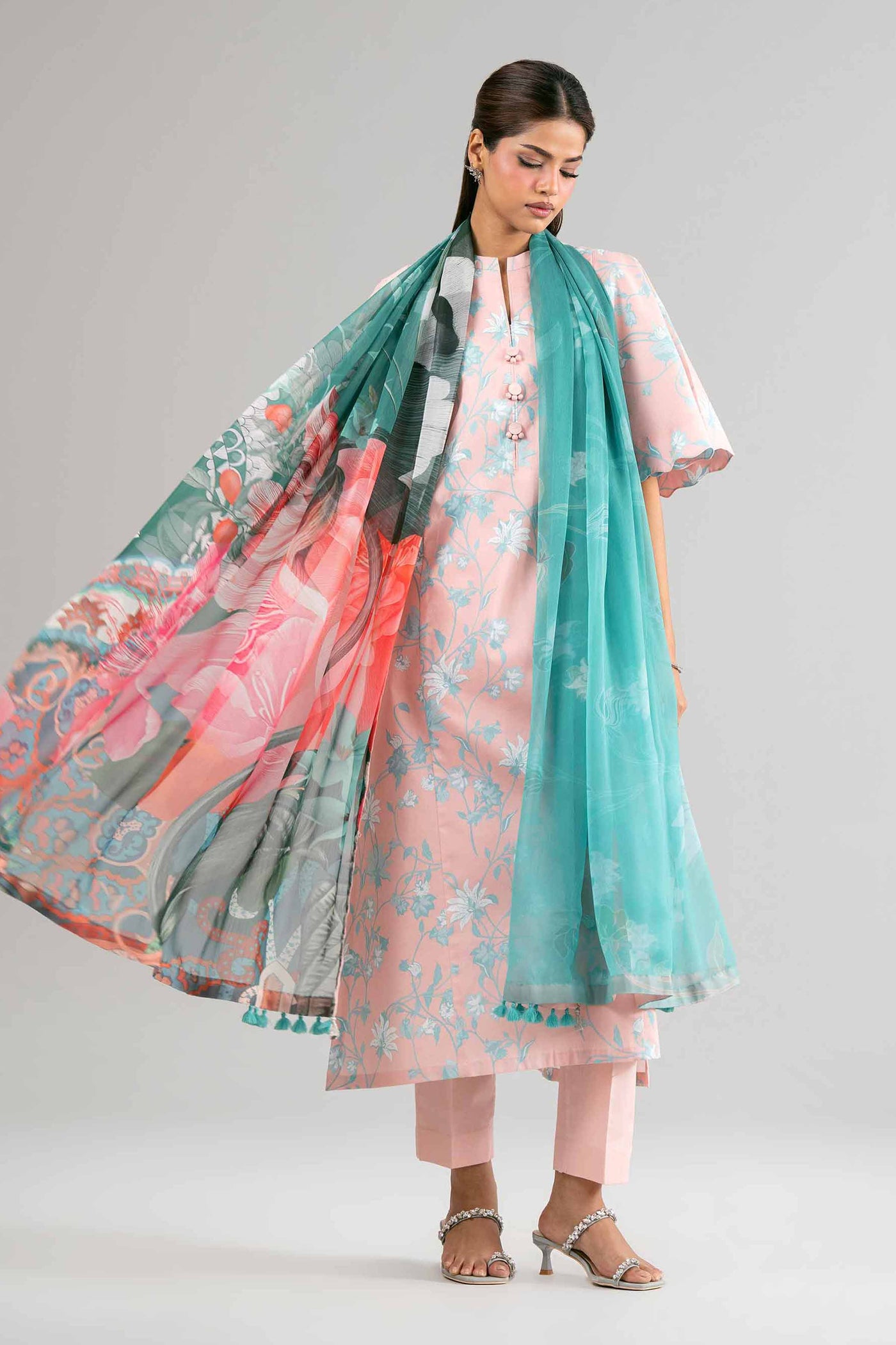 4 Piece Embroidered Organza Suit