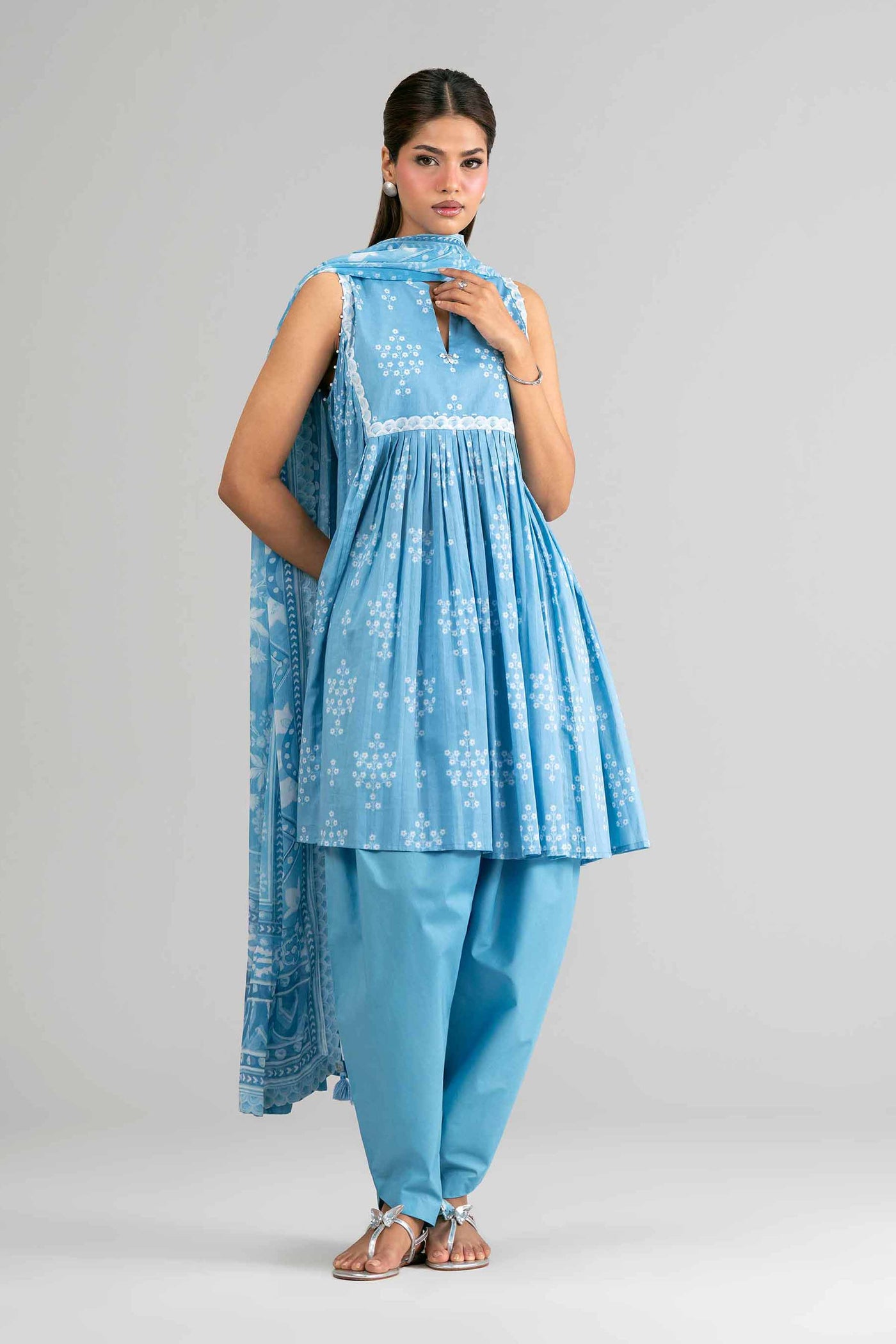 3 Piece Embroidered Chiffon Suit