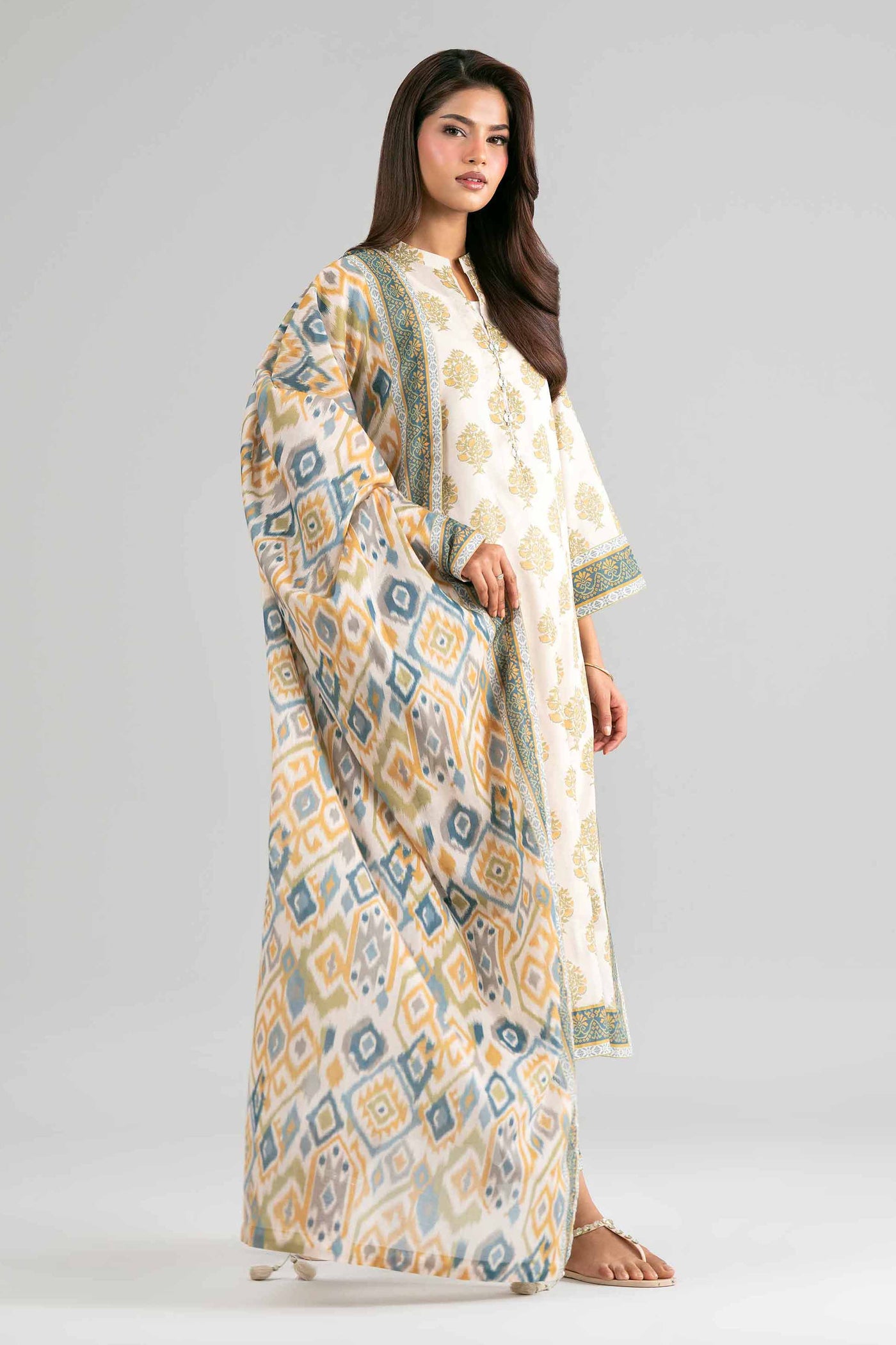 3 Piece Embroidered Raw Silk Suit
