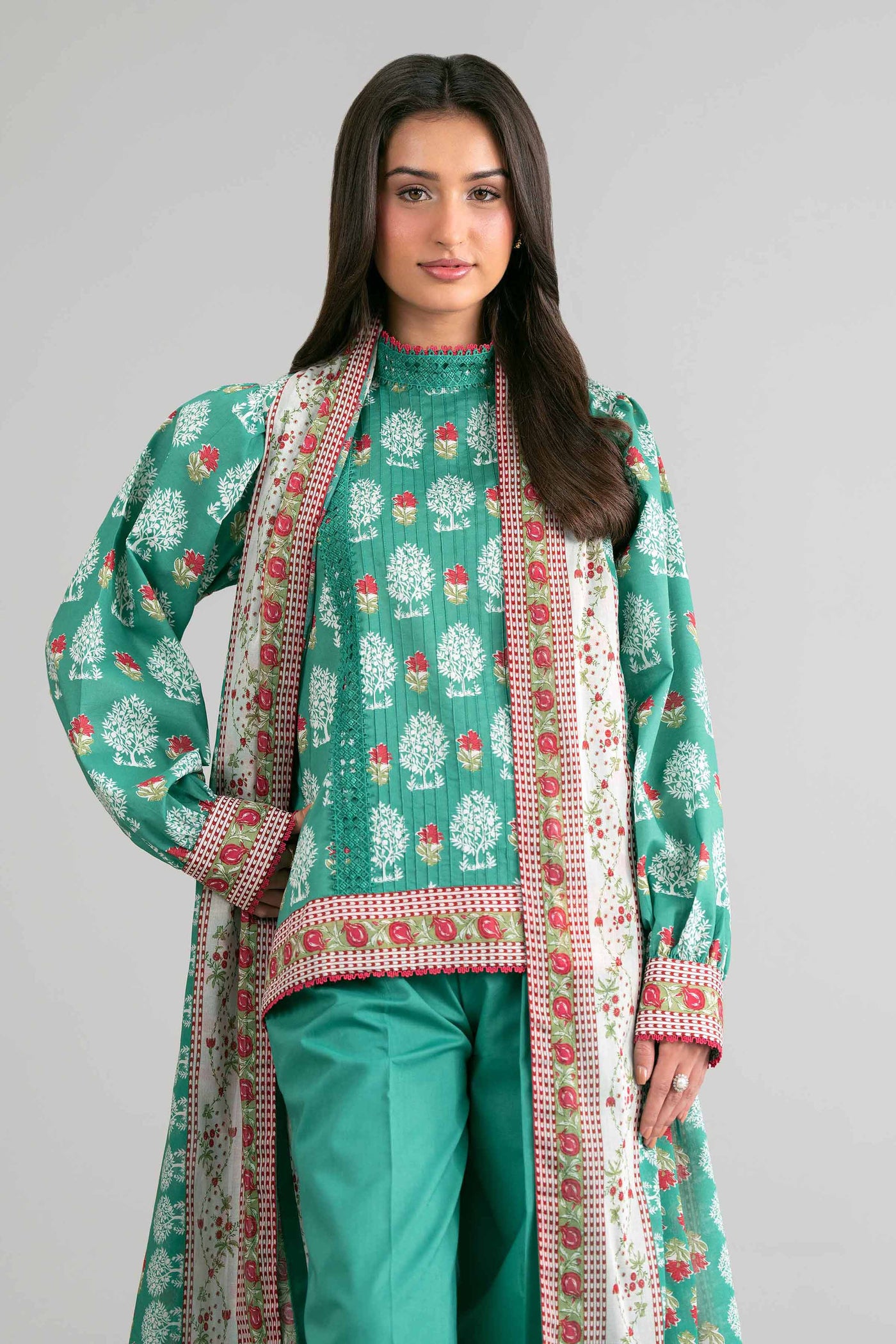 3 Piece Embroidered Chiffon Suit