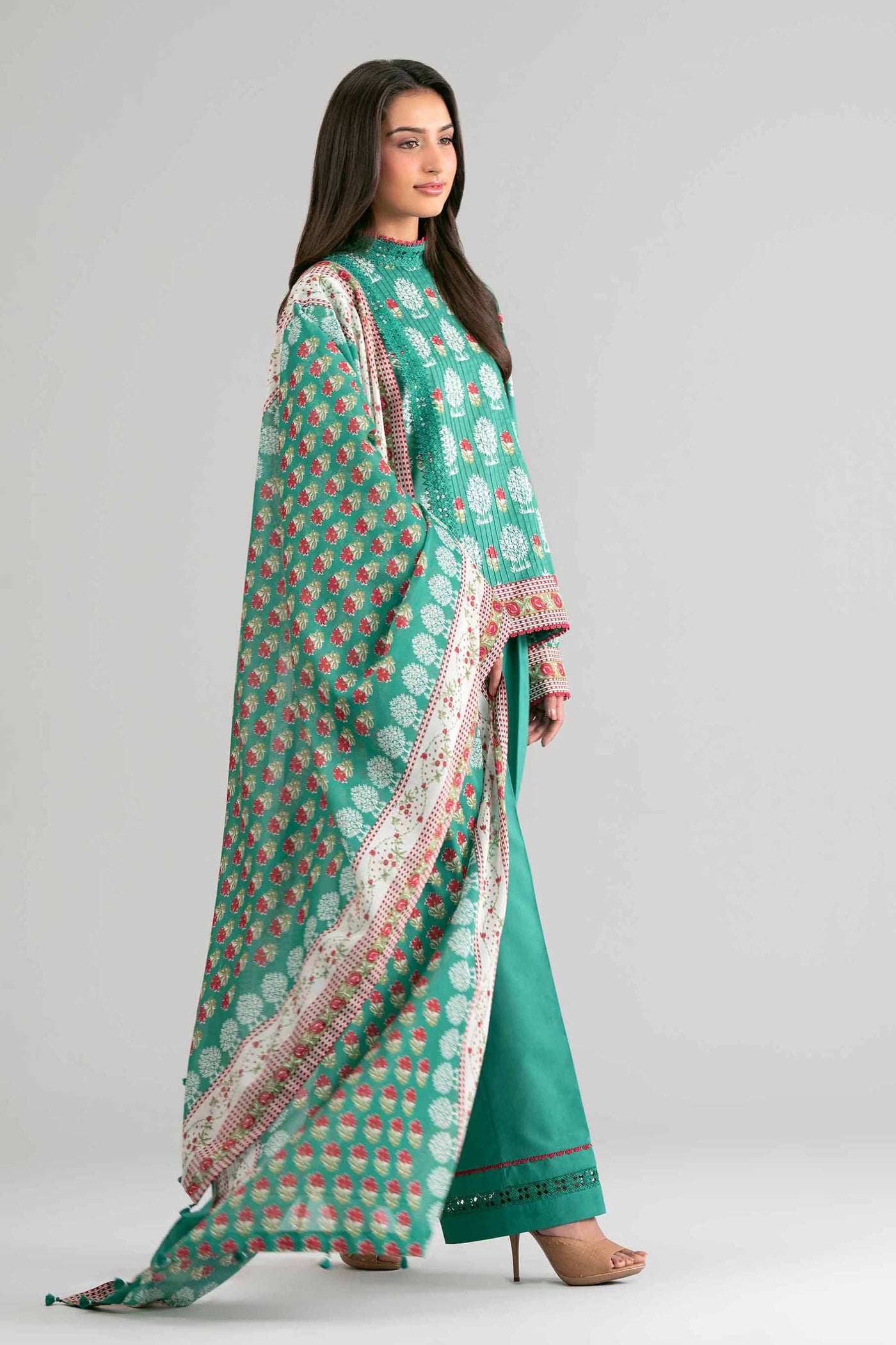 3 Piece Embroidered Chiffon Suit