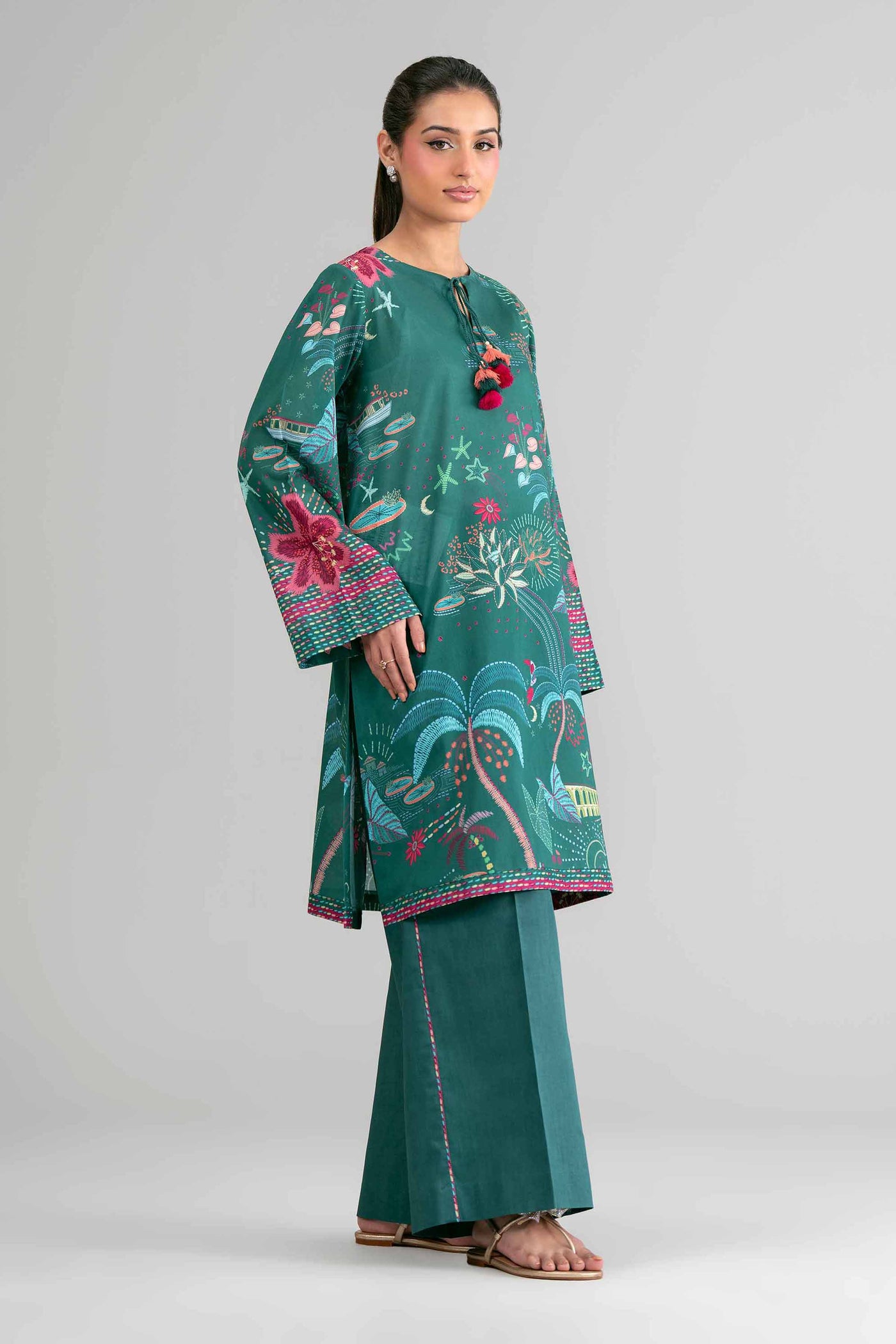 3 Piece Embroidered Linen Suit