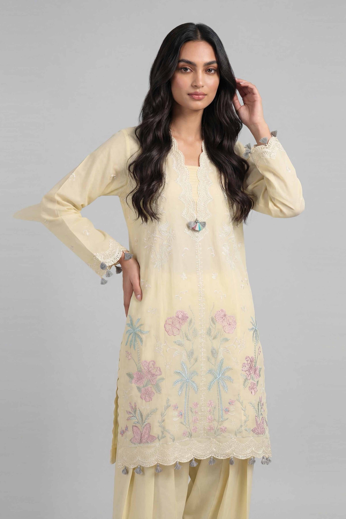 3 Piece Embroidered Linen Suit