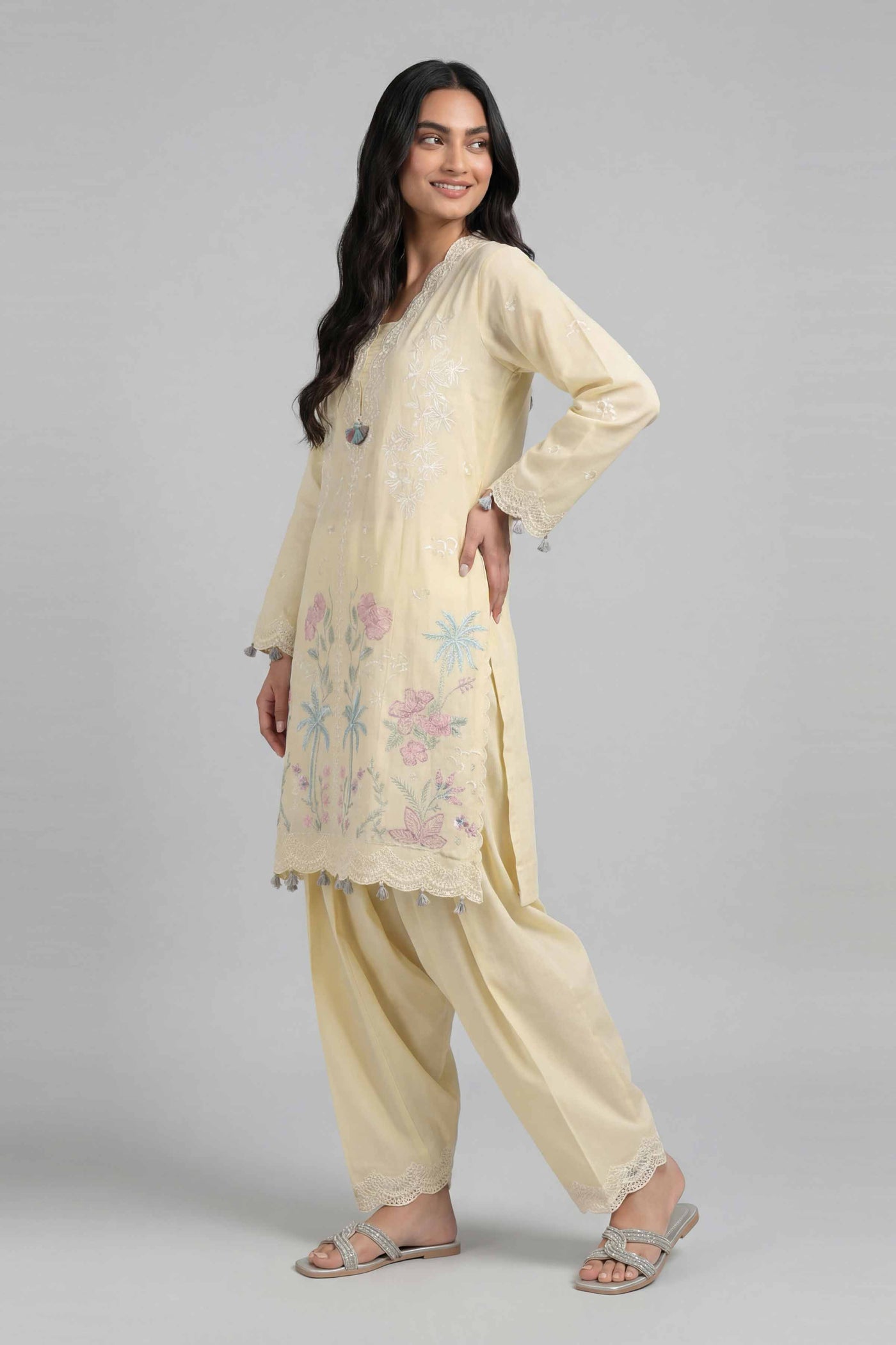 3 Piece Embroidered Linen Suit