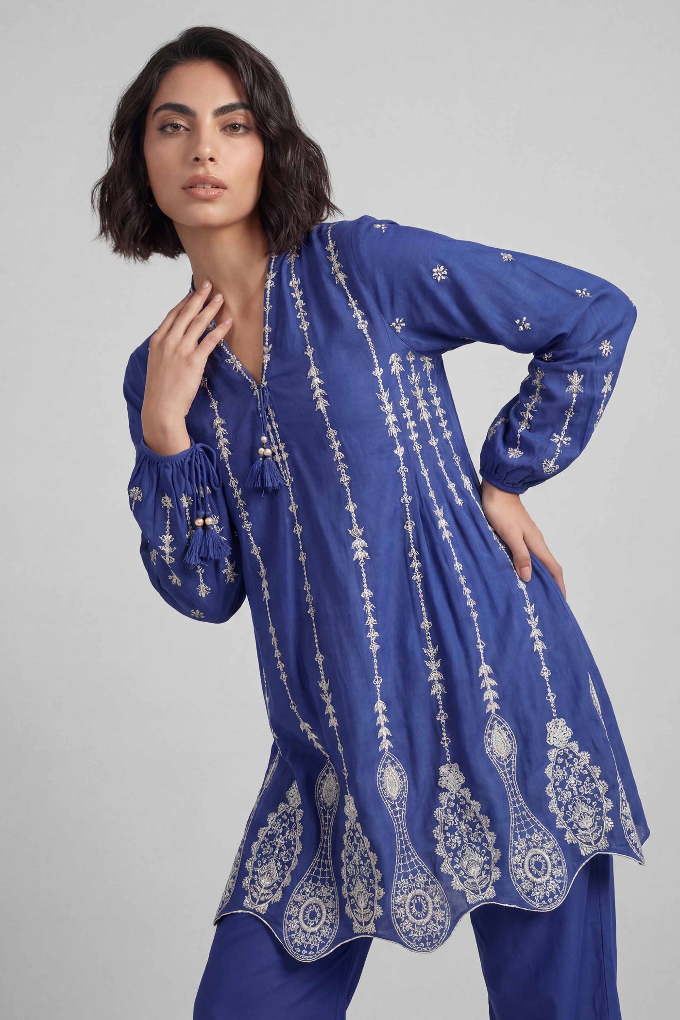3 Piece Embroidered Raw Silk Suit