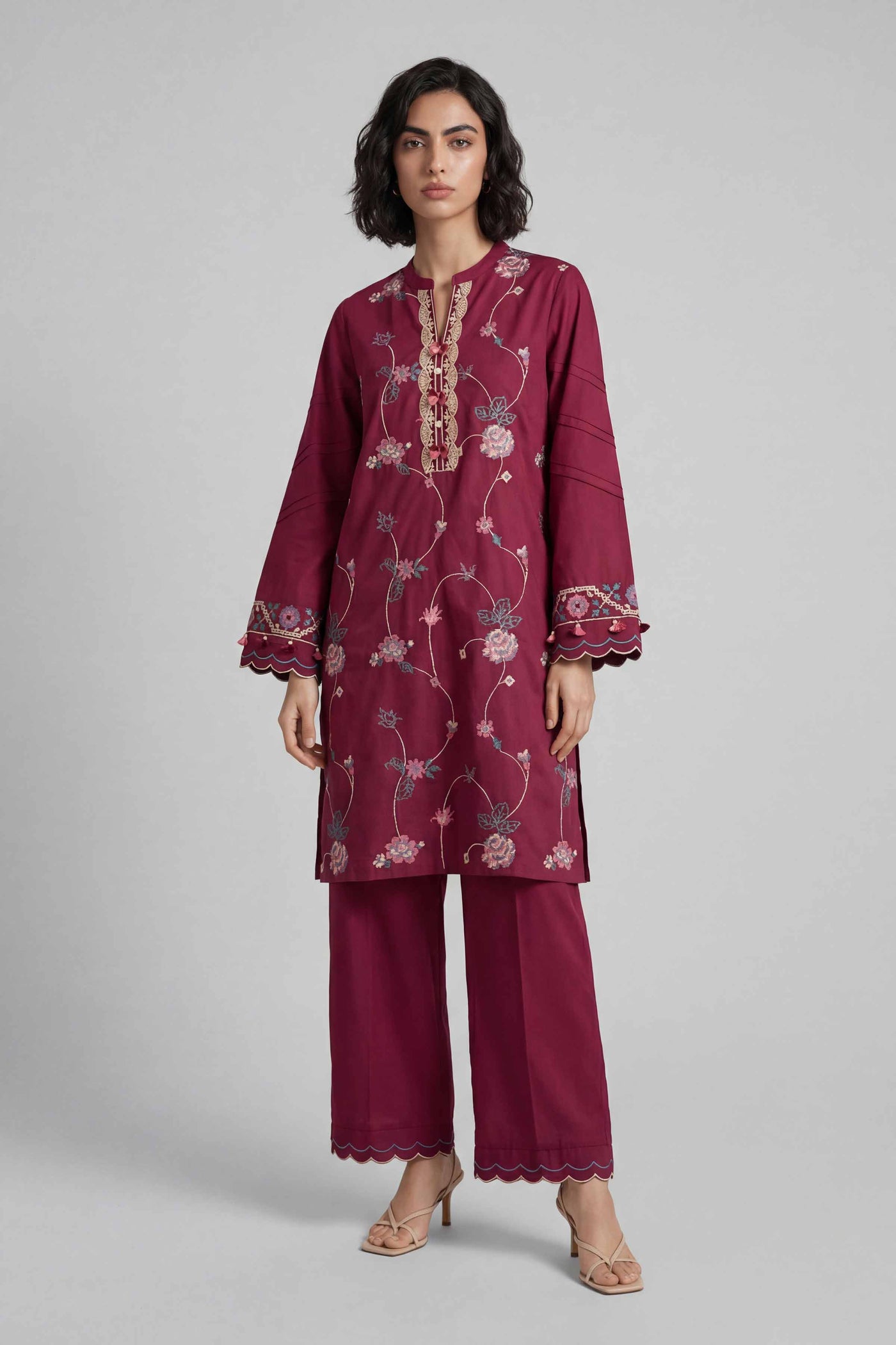 3 Piece Embroidered Lurex Organza Suit
