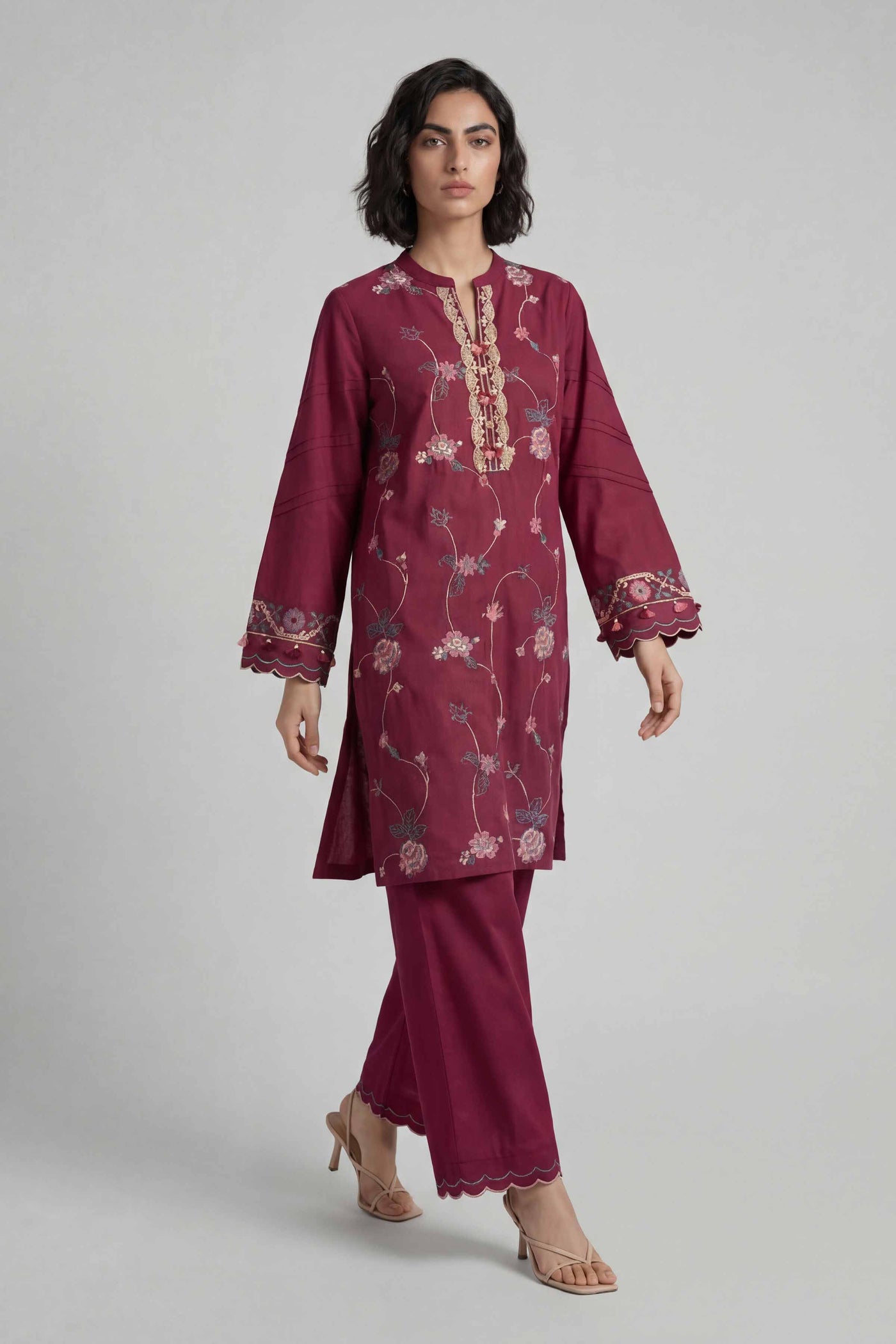 3 Piece Embroidered Lurex Organza Suit