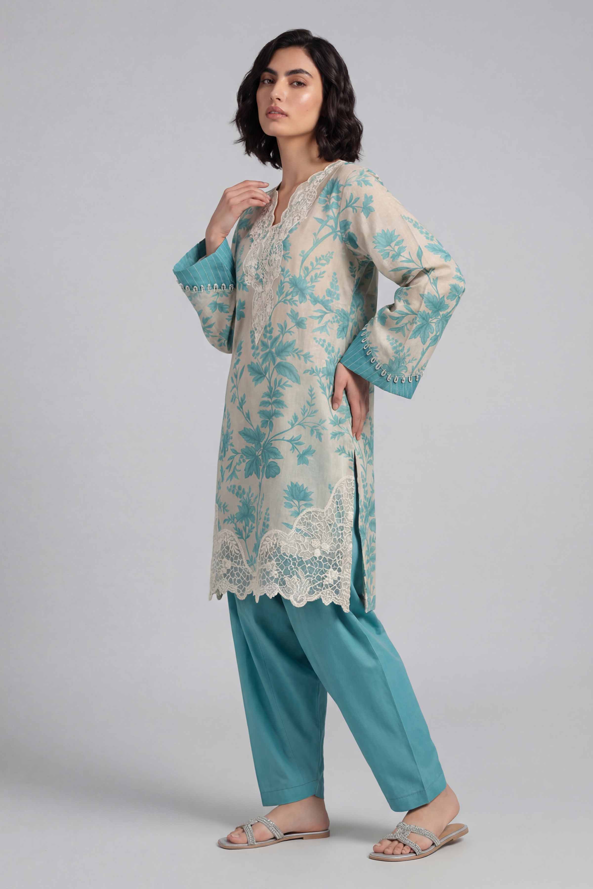 2 Piece - Printed Embroidered Suit - 42601655
