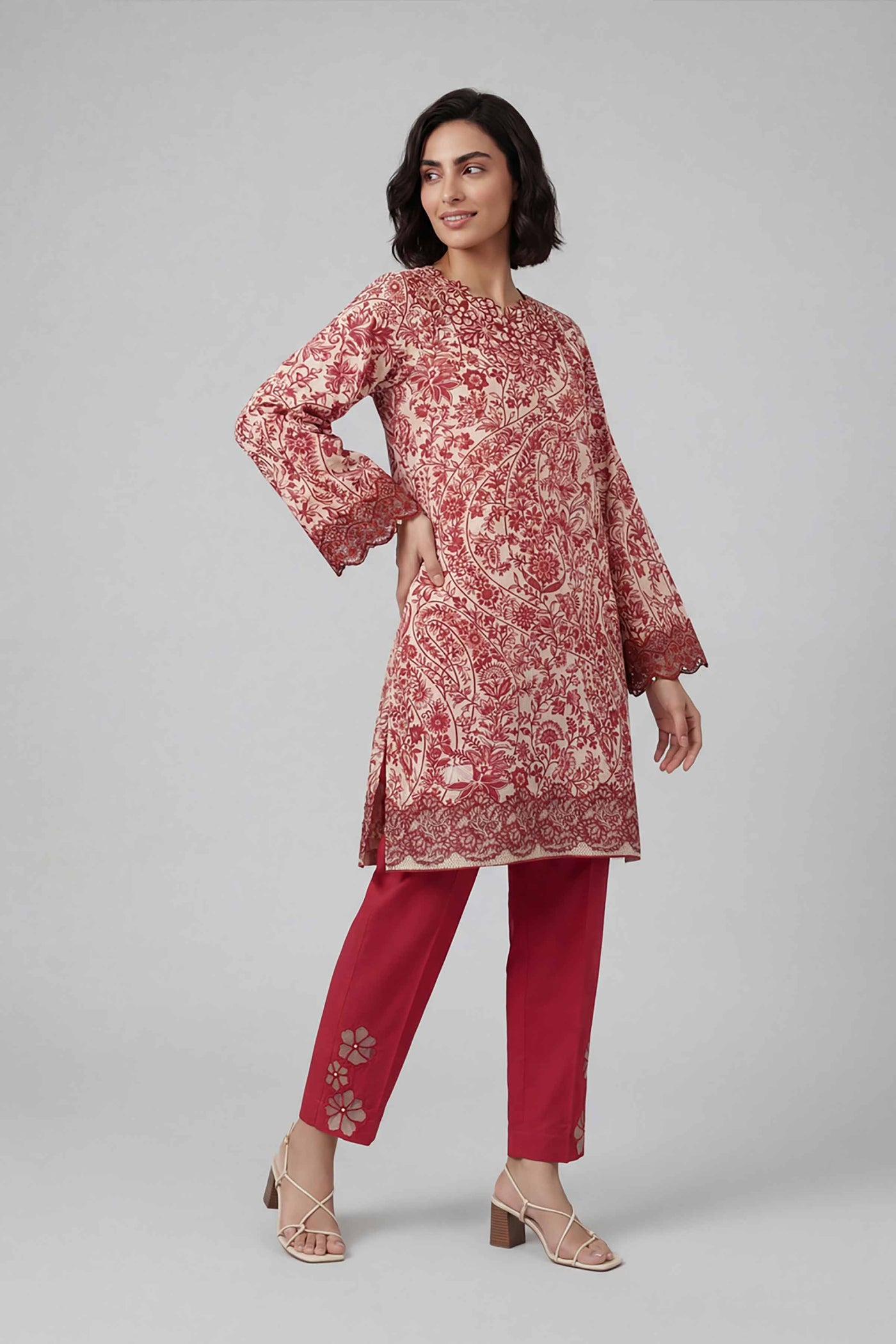 3 Piece Embroidered Organza Suit