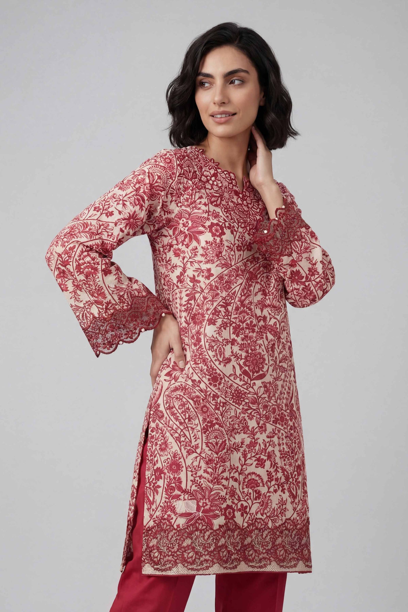 3 Piece Embroidered Organza Suit