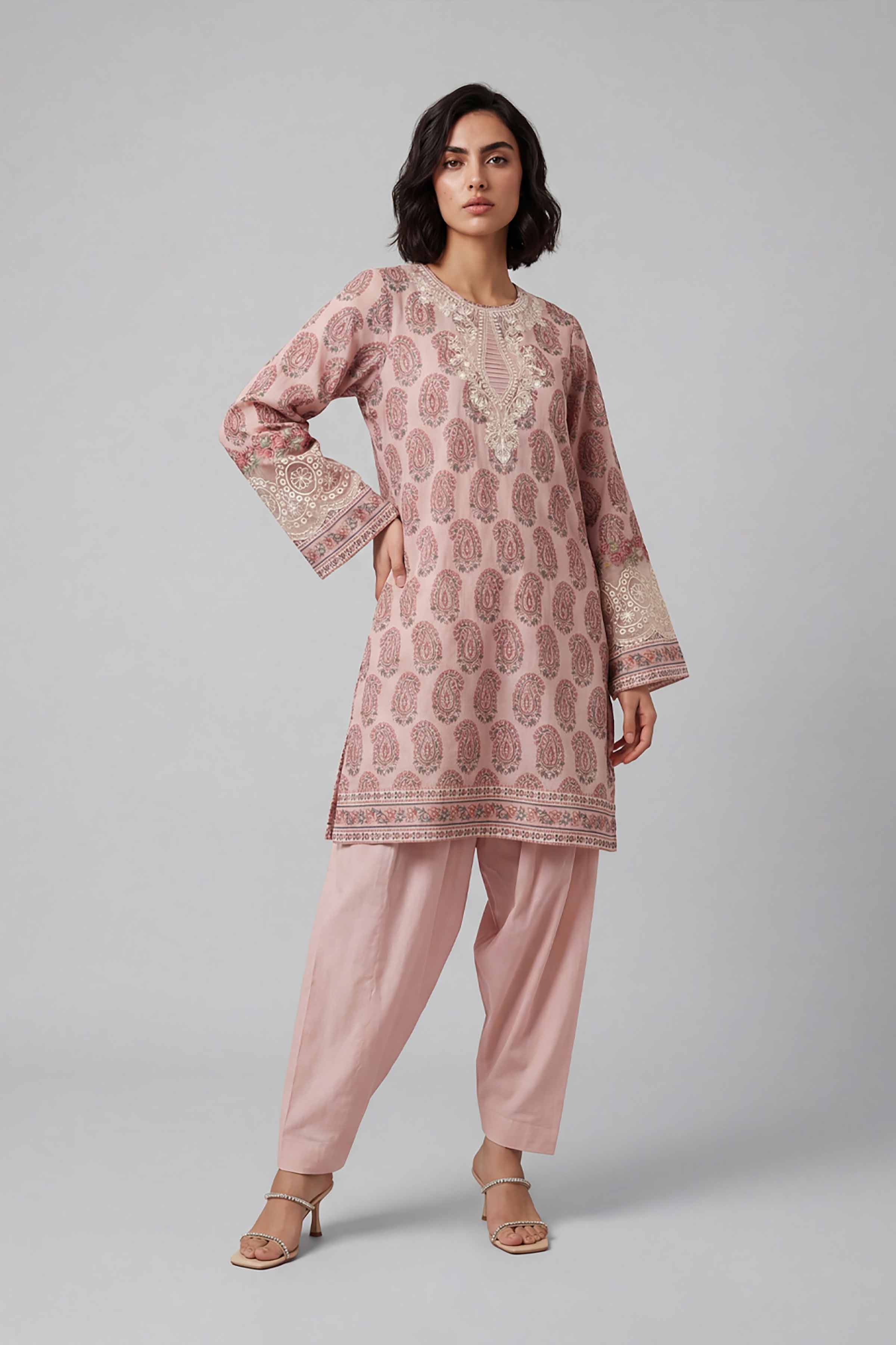 2 Piece - Printed Embroidered Suit - 42601661