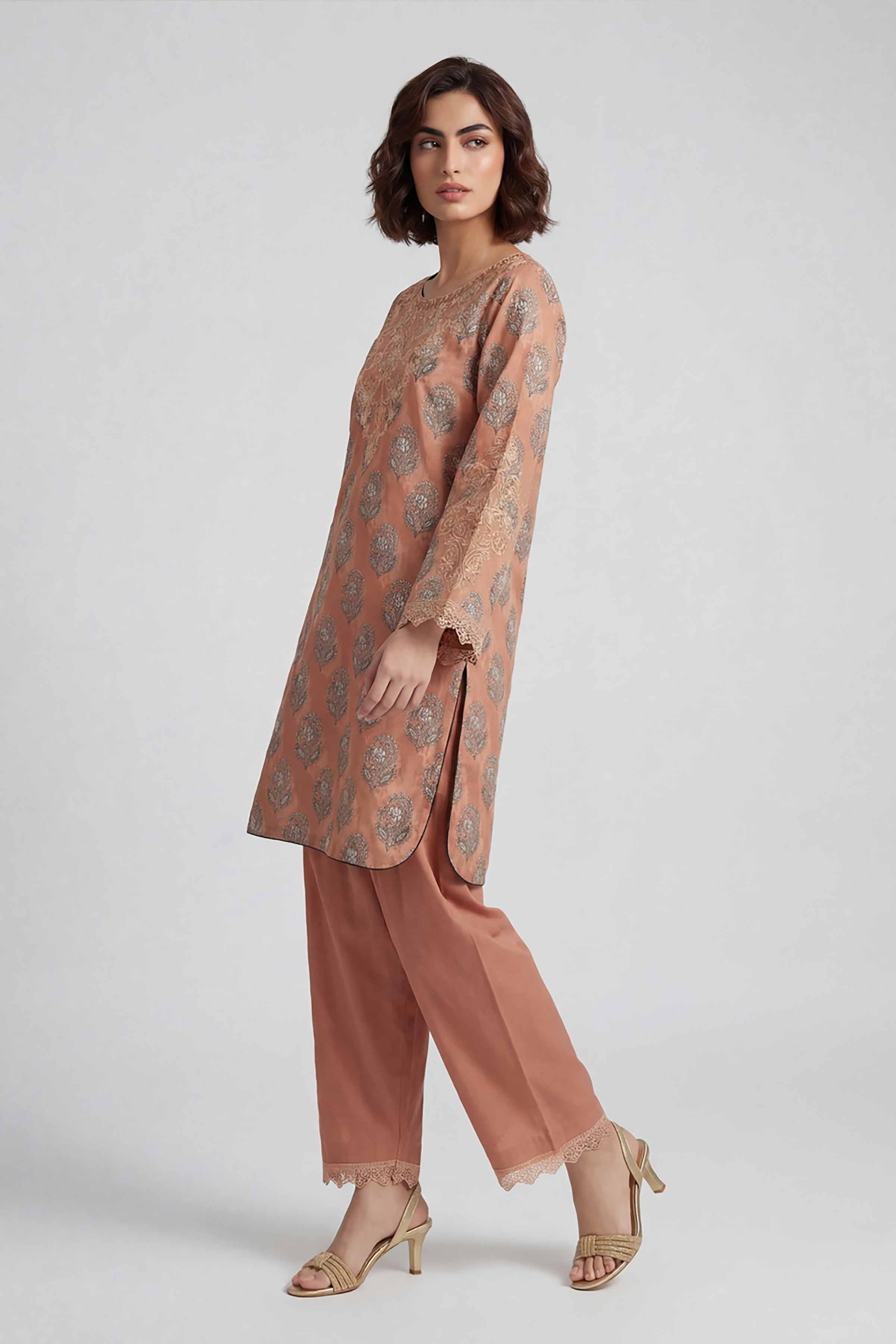 2 Piece - Printed Embroidered Suit - 42601662