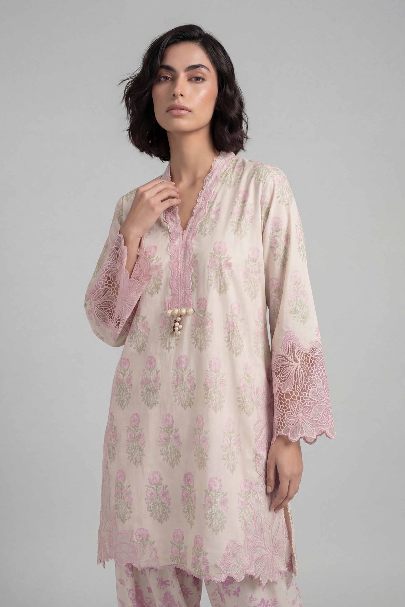 3 Piece Embroidered Net Suit