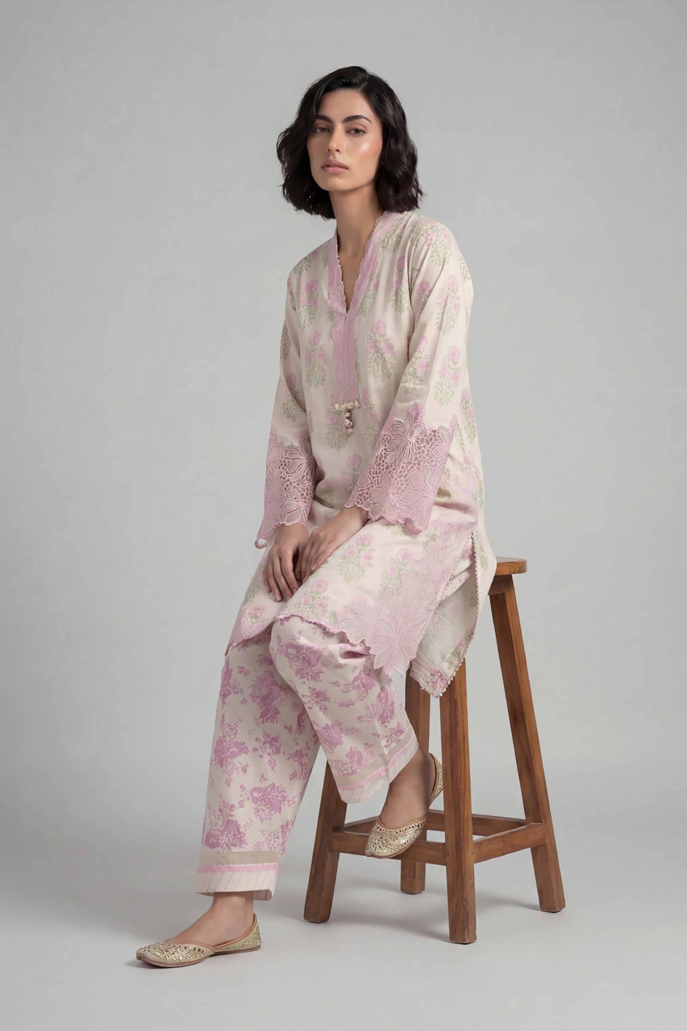 3 Piece Embroidered Net Suit