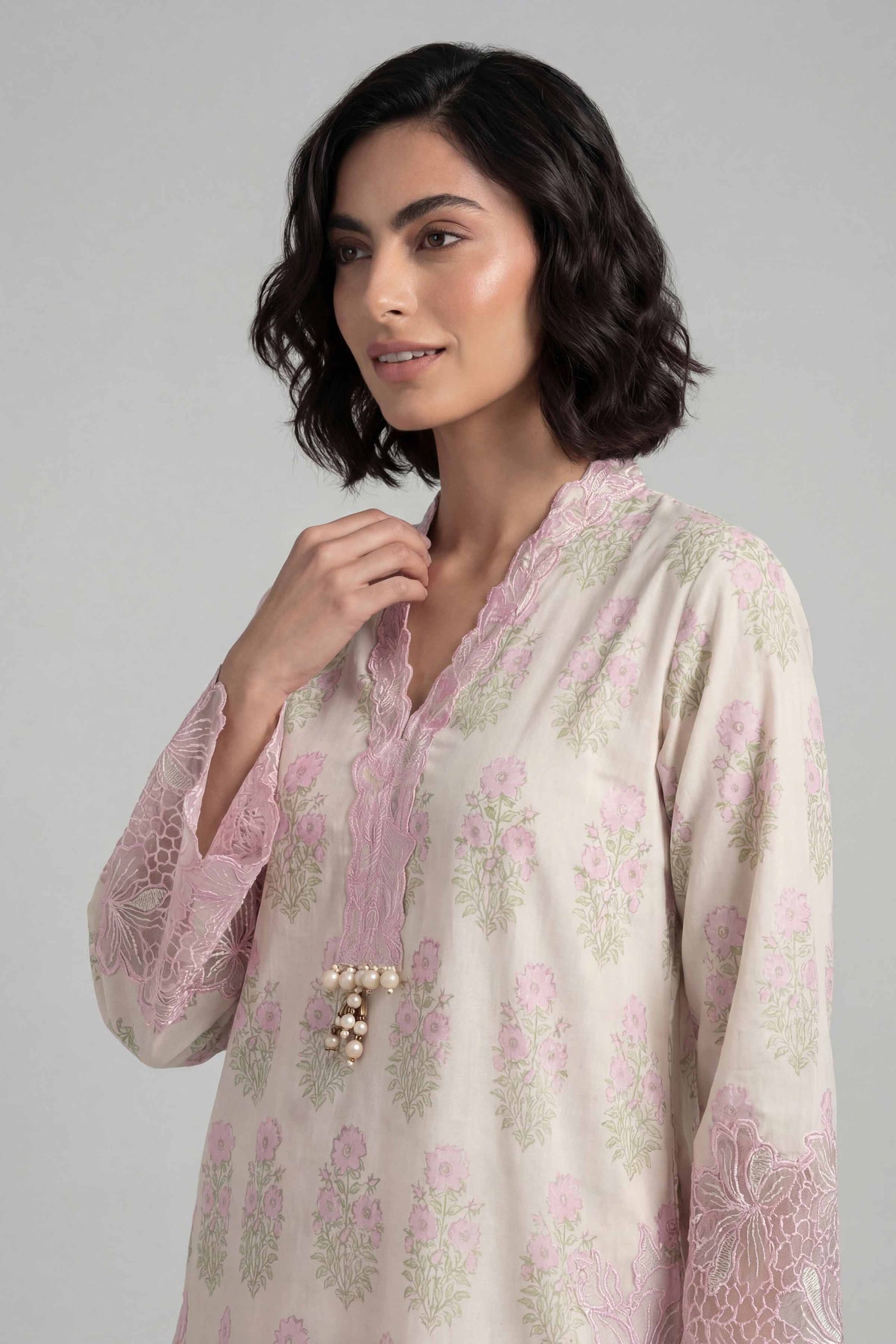 3 Piece Embroidered Net Suit