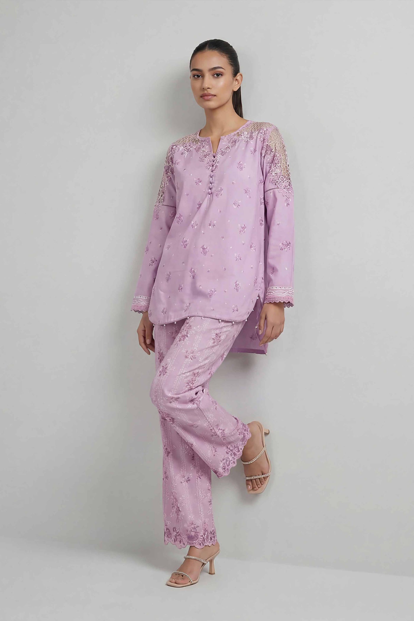 3 Piece Embroidered Chiffon Suit