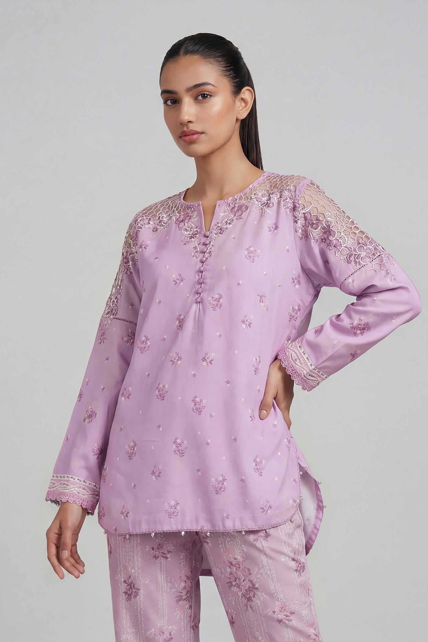 3 Piece Embroidered Chiffon Suit
