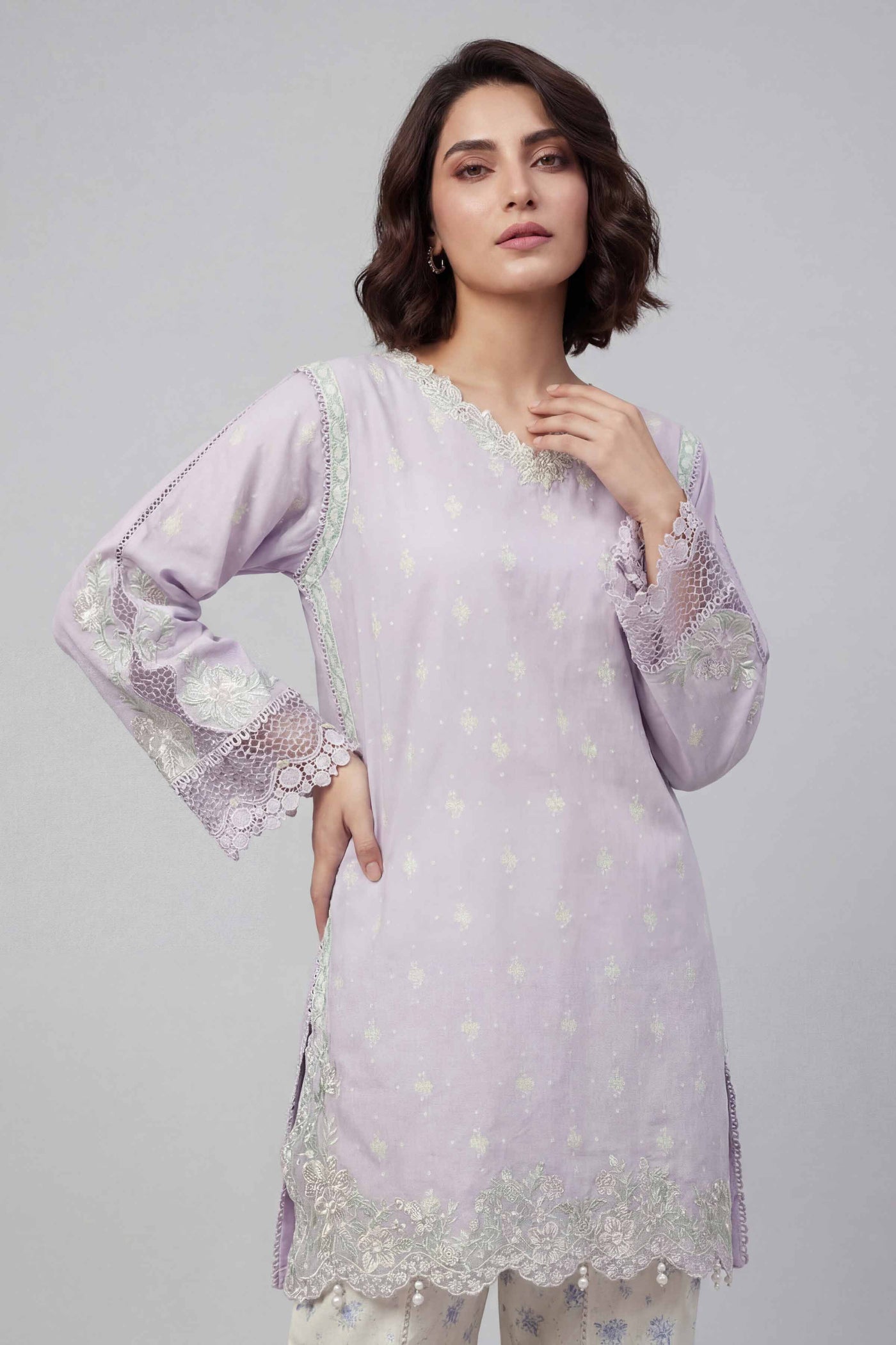 3 Piece Embroidered Linen Suit