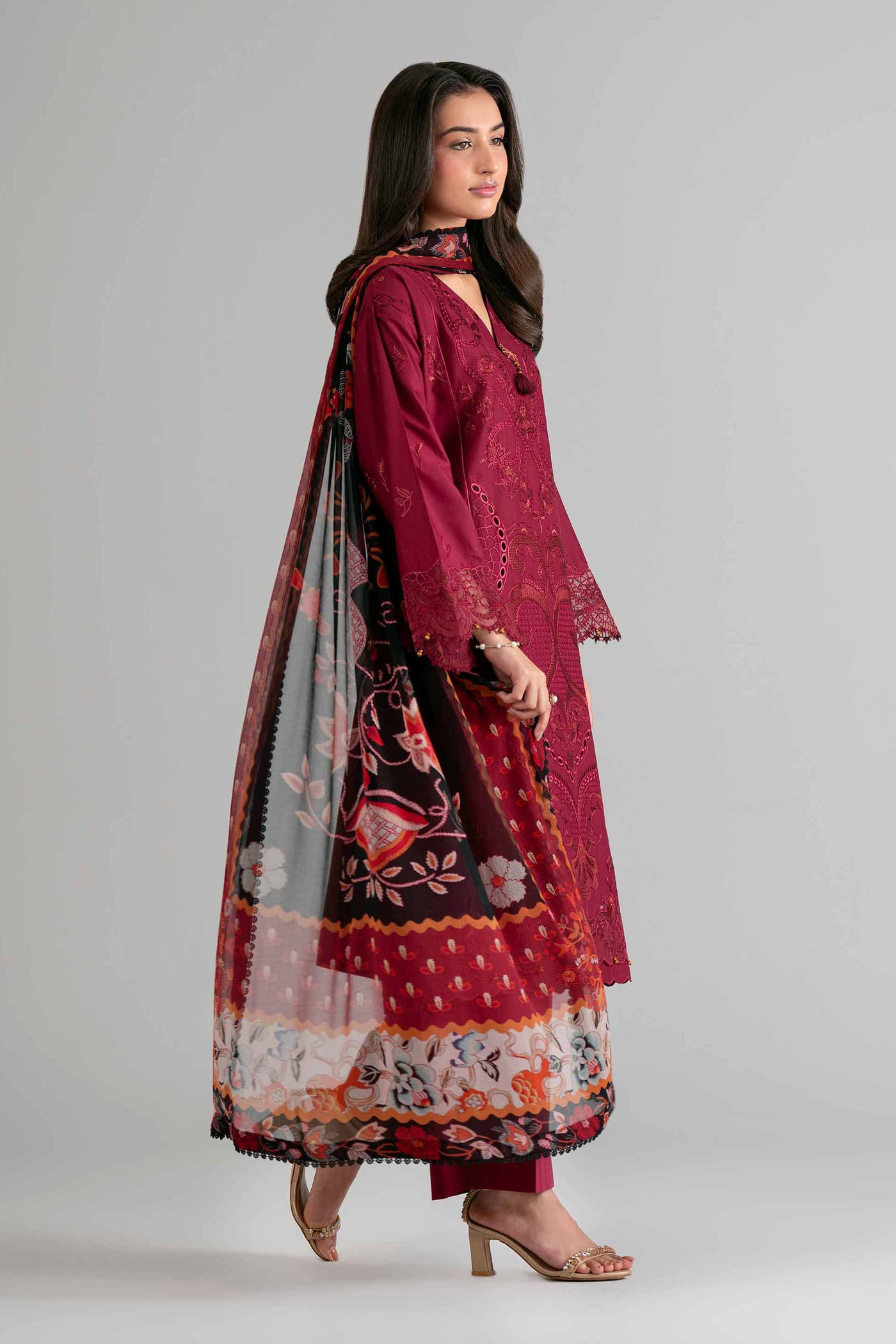 3 Piece Embroidered Linen Suit