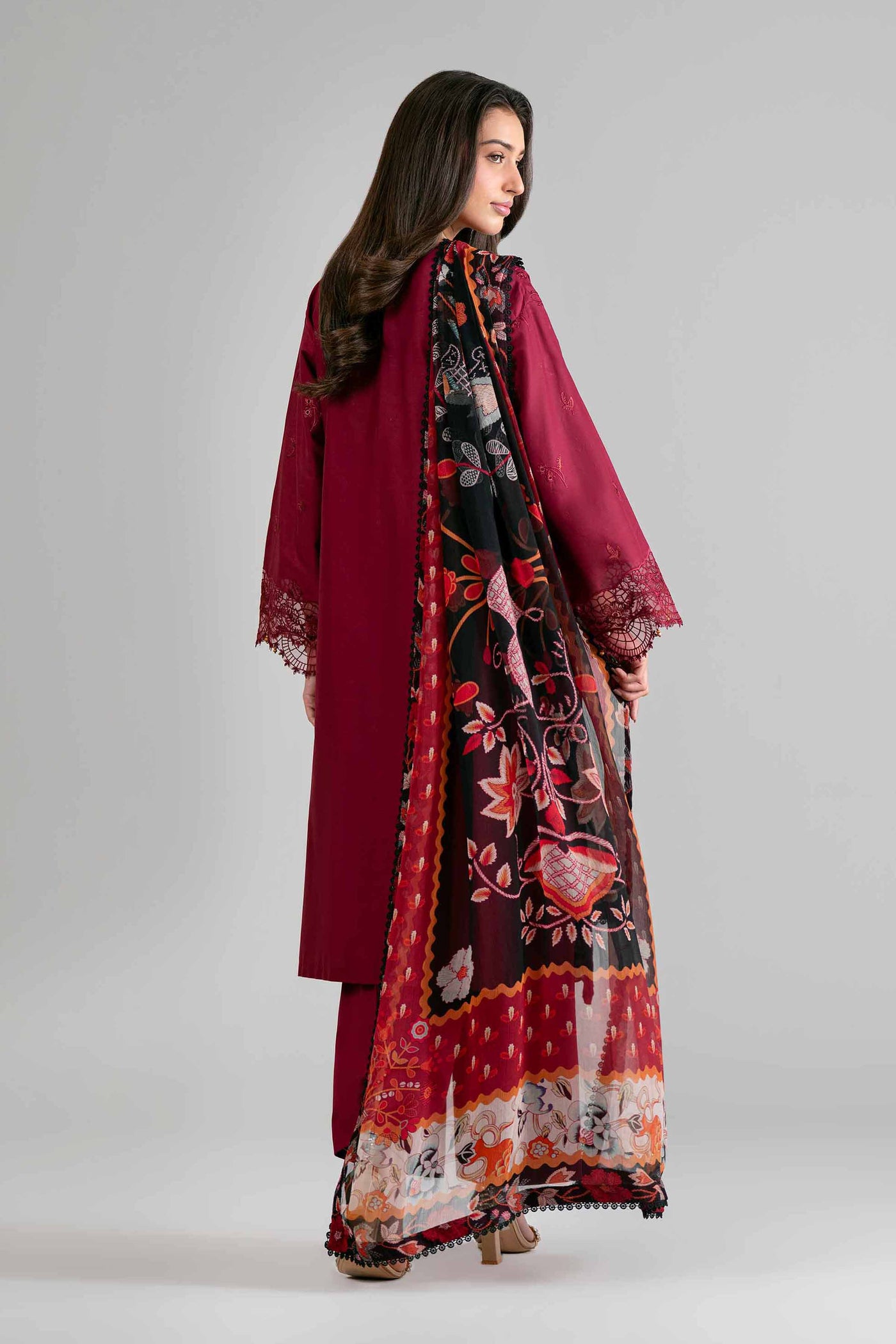 3 Piece Embroidered Linen Suit