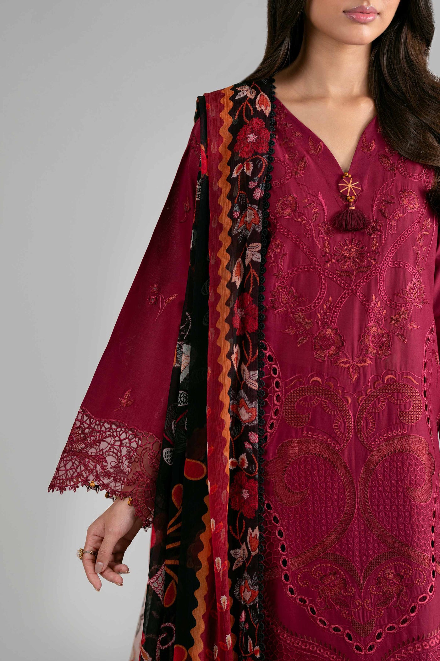 3 Piece Embroidered Linen Suit