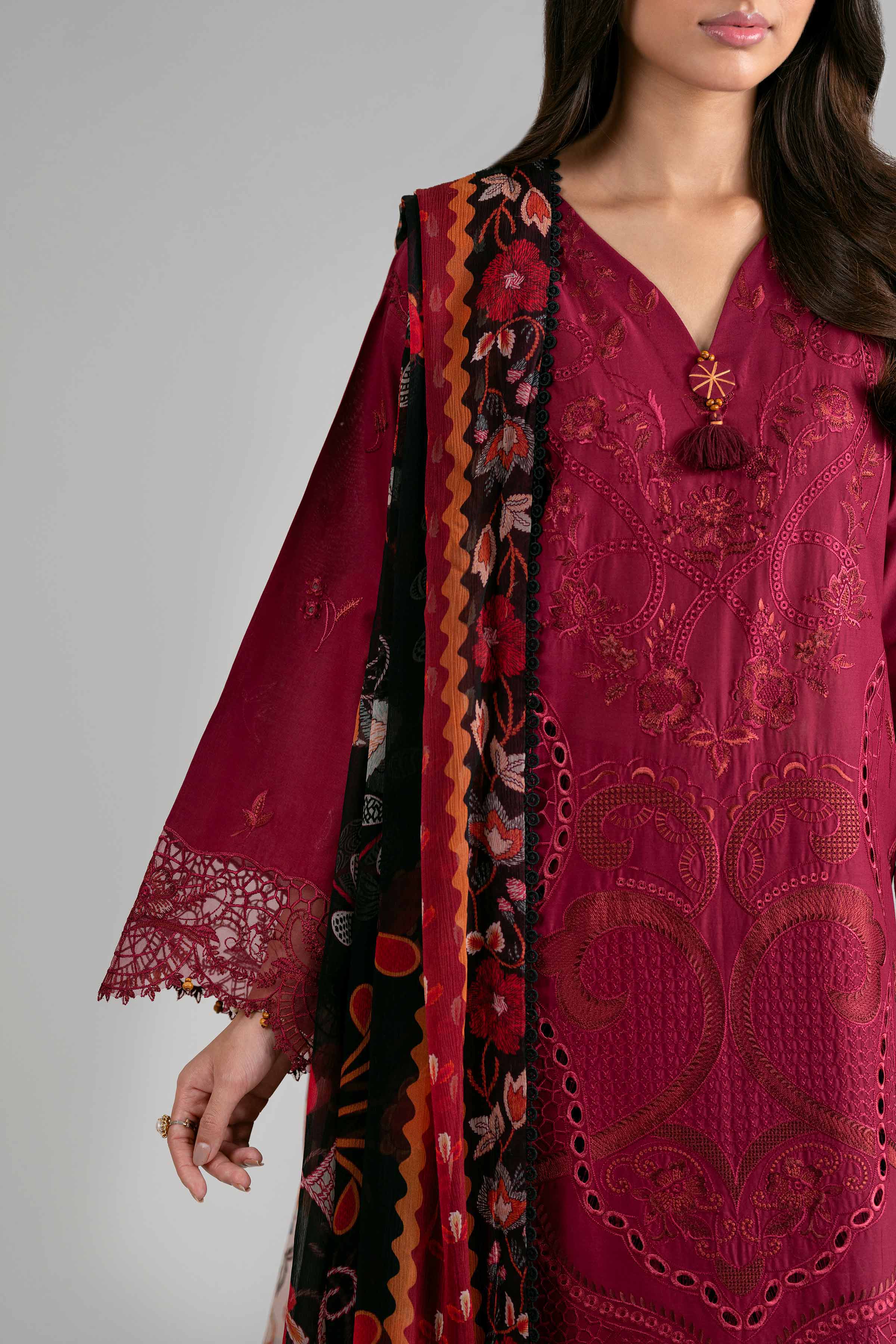 3 Piece - Digital Printed Embroidered Suit - 42601694