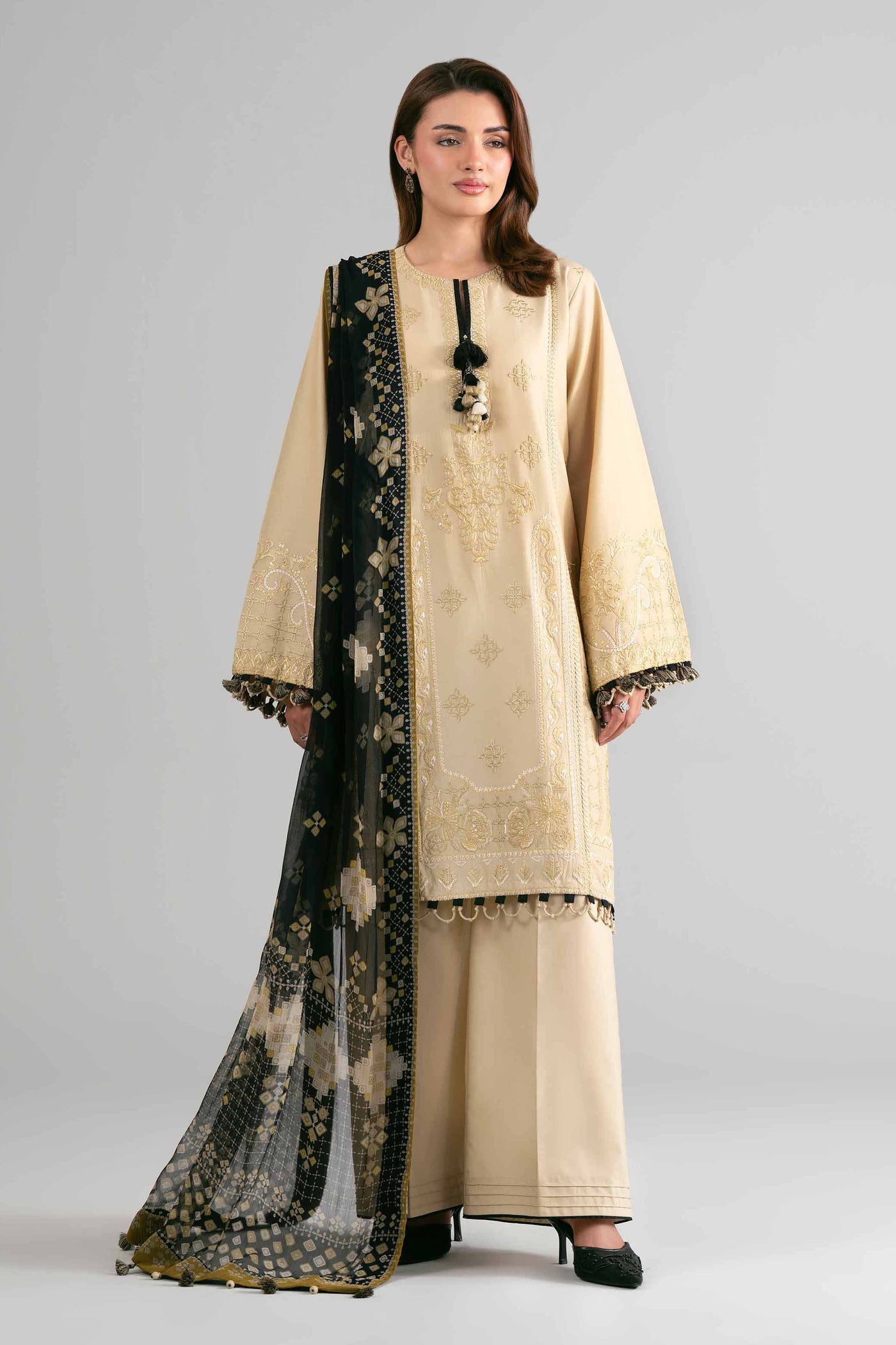 3 Piece Embroidered Cambric Suit