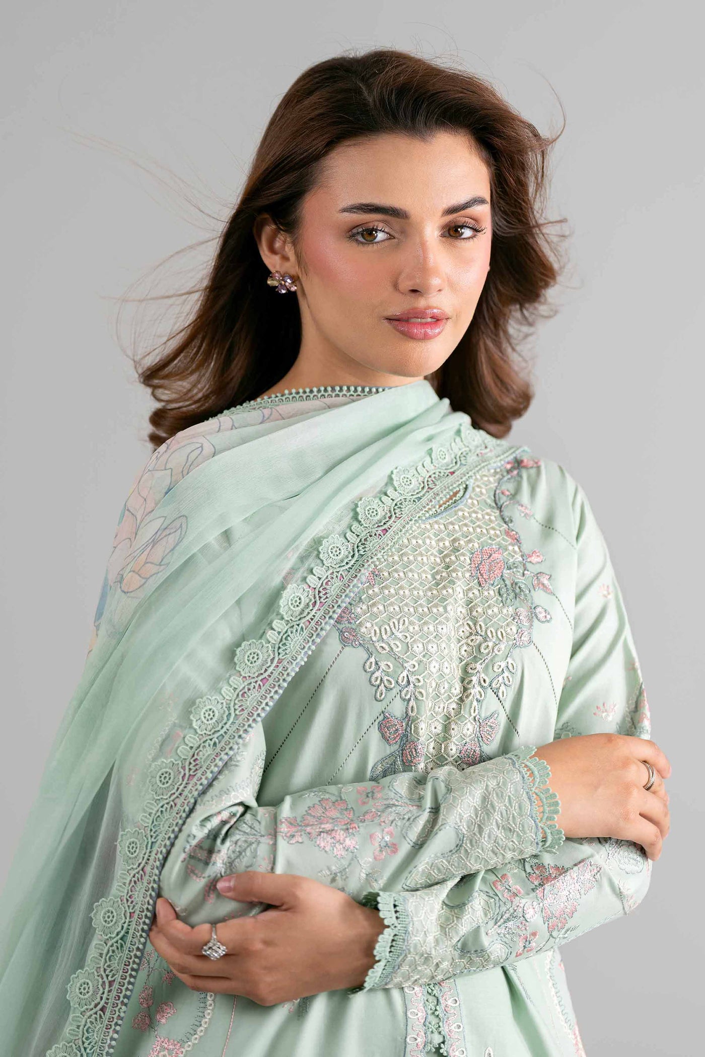 3 Piece Embroidered Raw Silk Suit