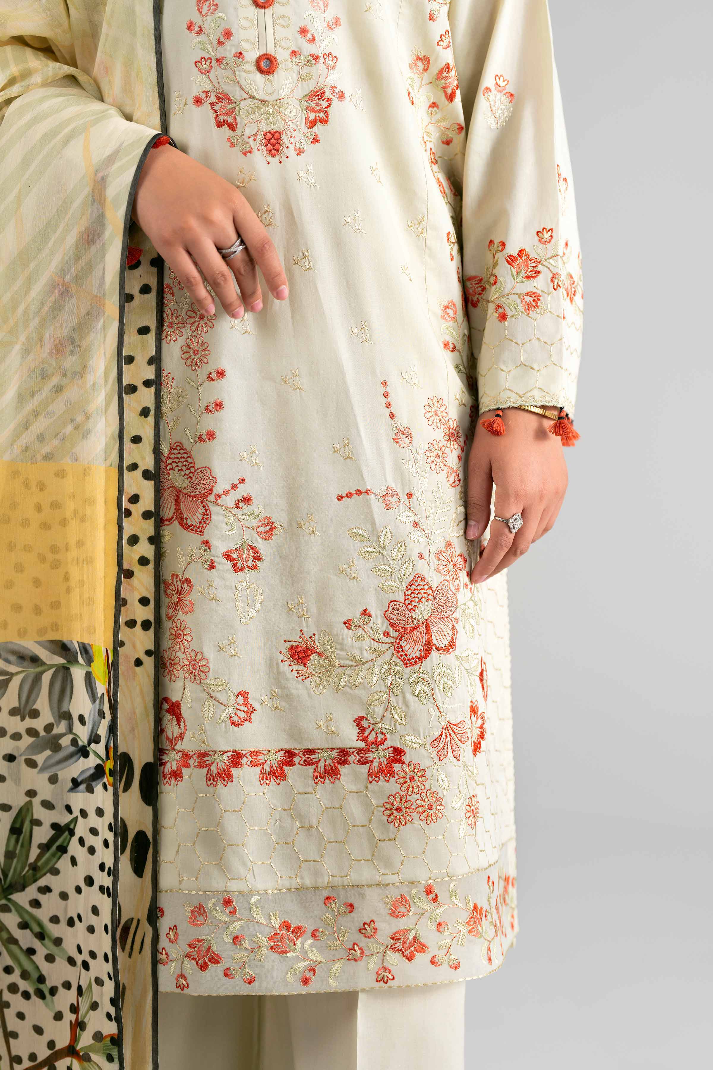 3 Piece - Digital Printed Embroidered Suit - 42601708