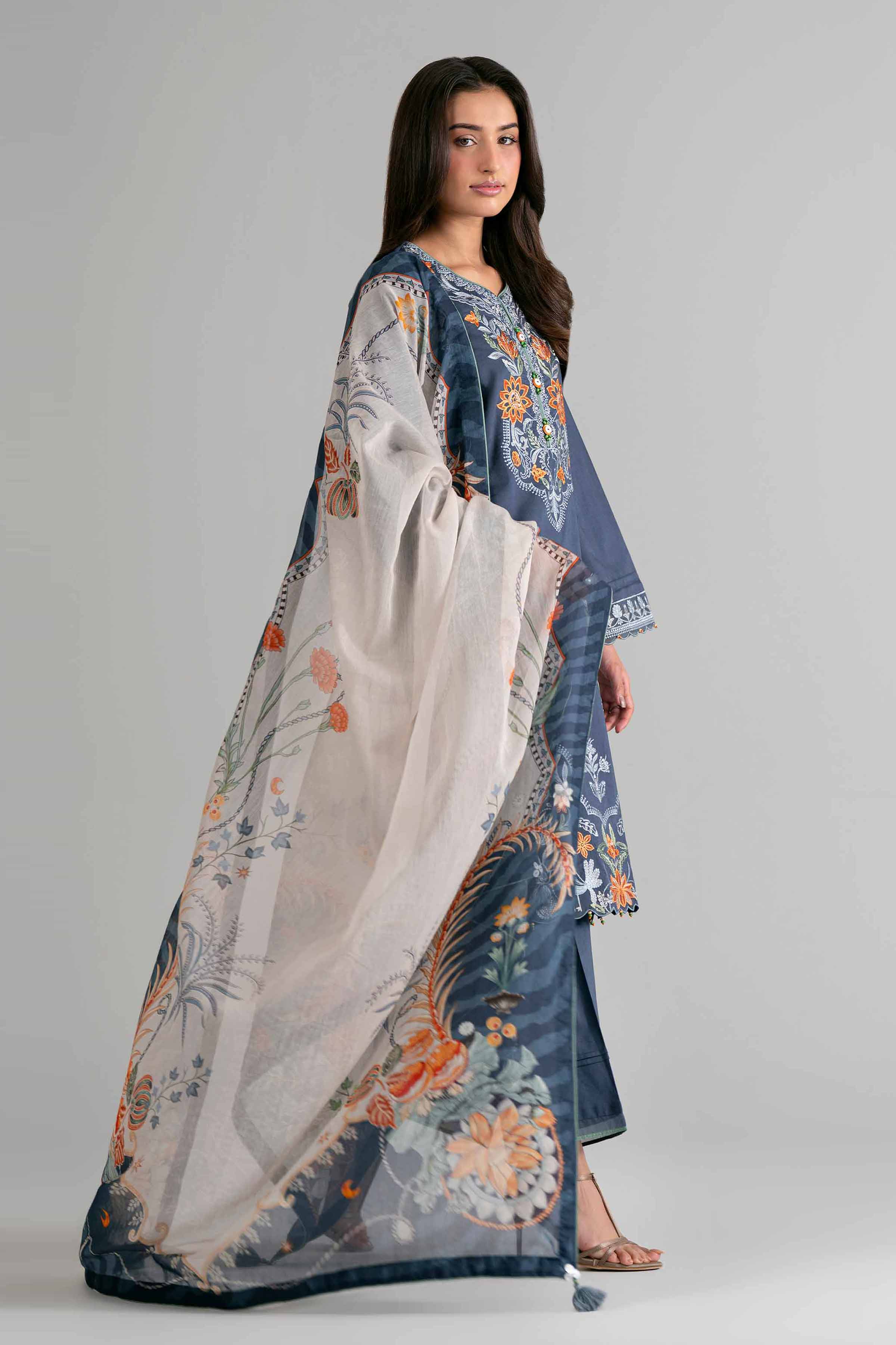 3 Piece - Digital Printed Embroidered Suit - 42601710