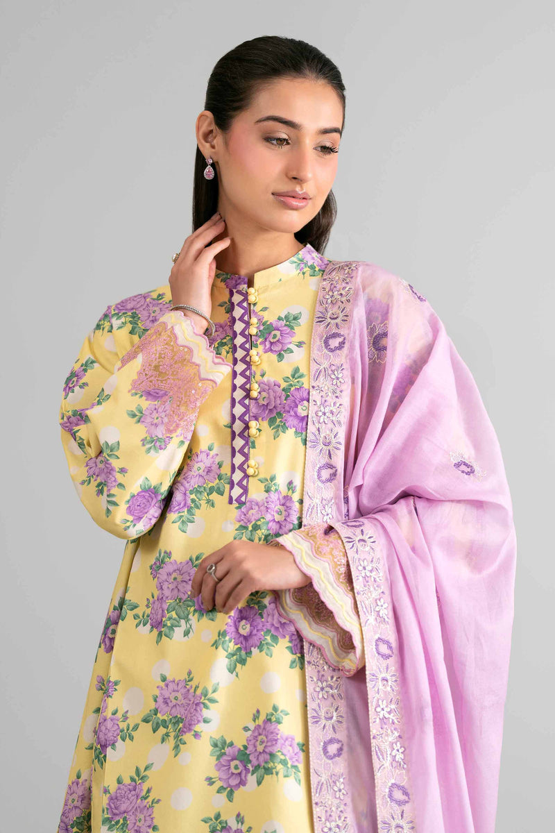 3 Piece - Printed Embroidered Suit - 42601720