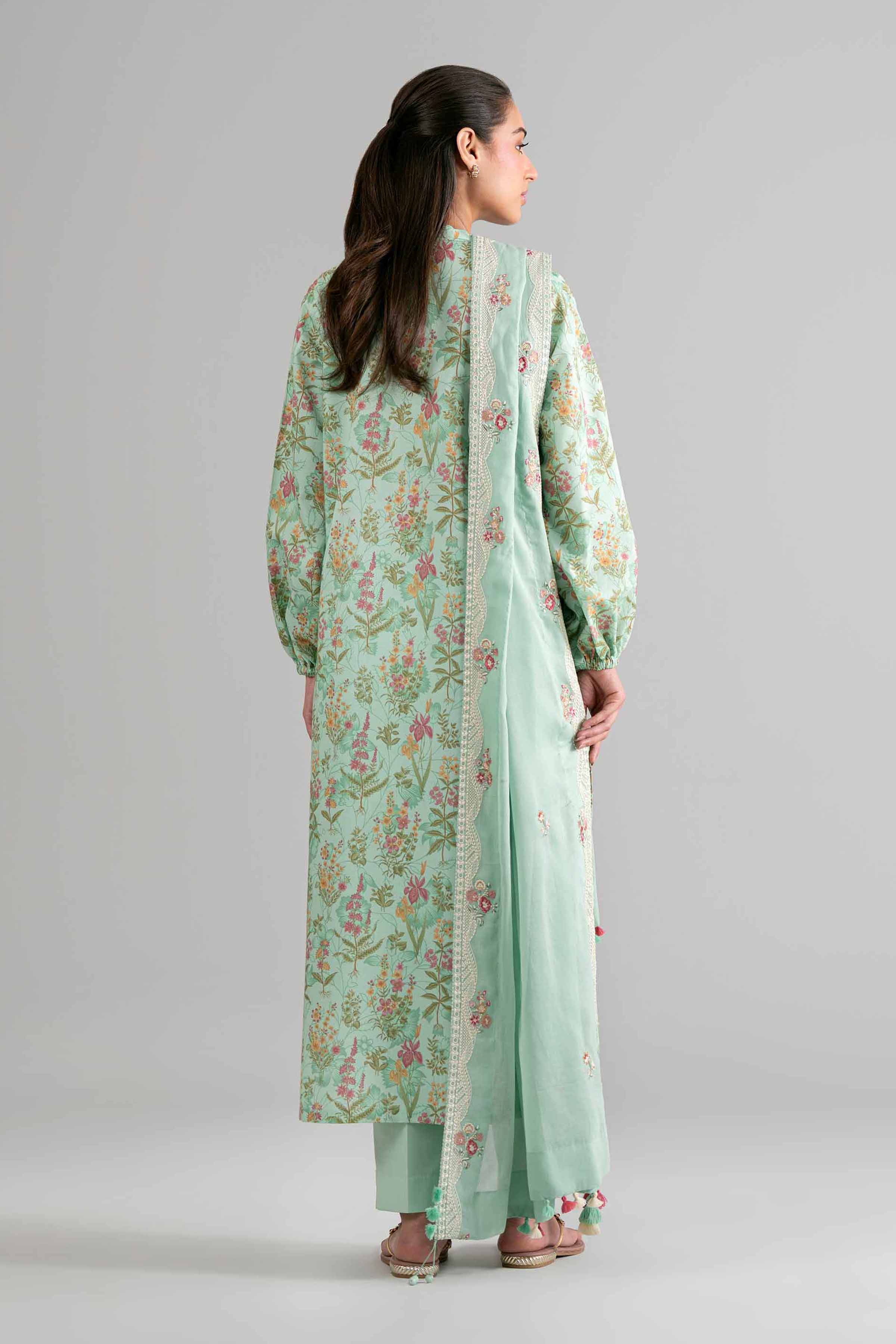 3 Piece - Printed Embroidered Suit - 42601721