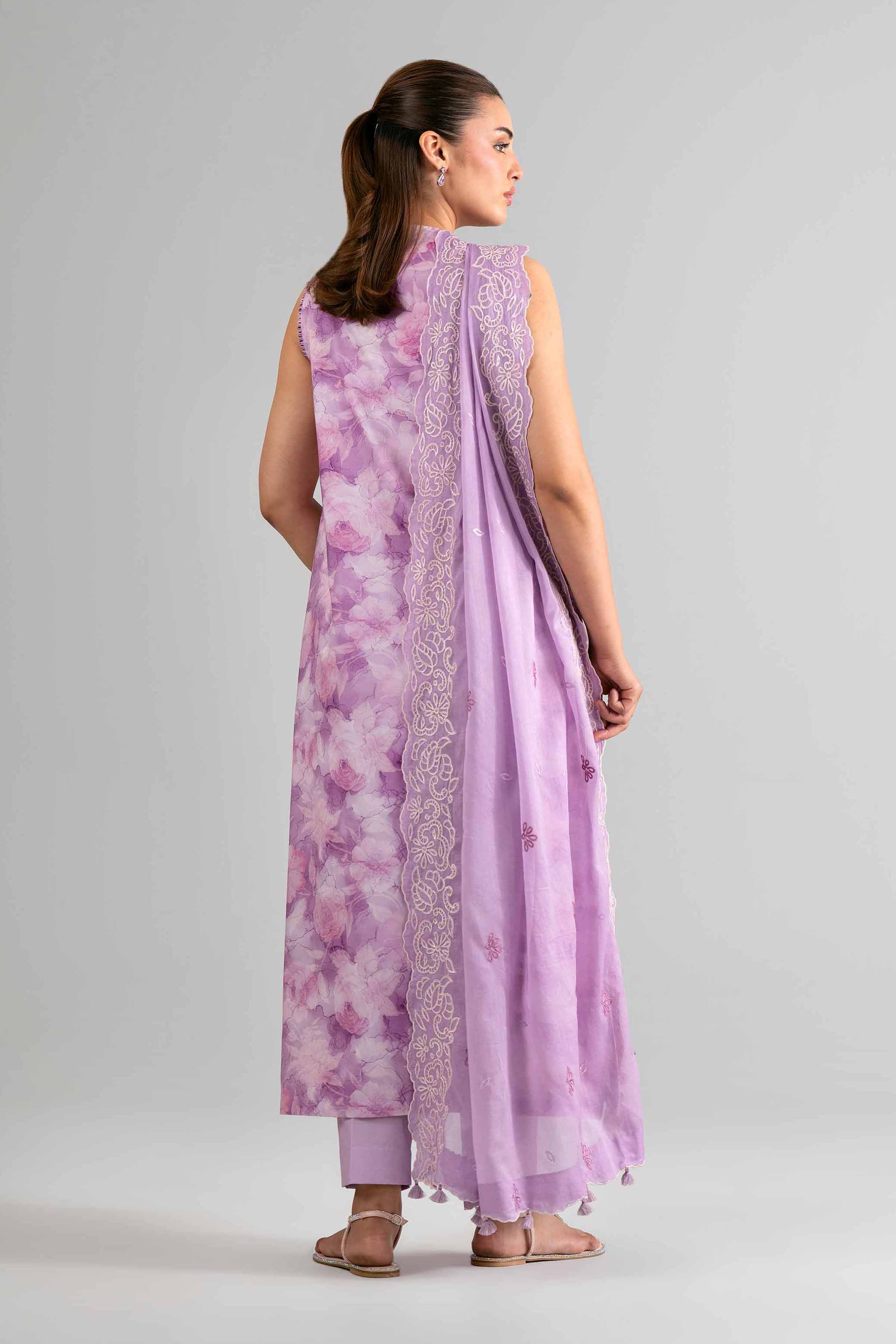 3 Piece - Printed Embroidered Suit - 42601725