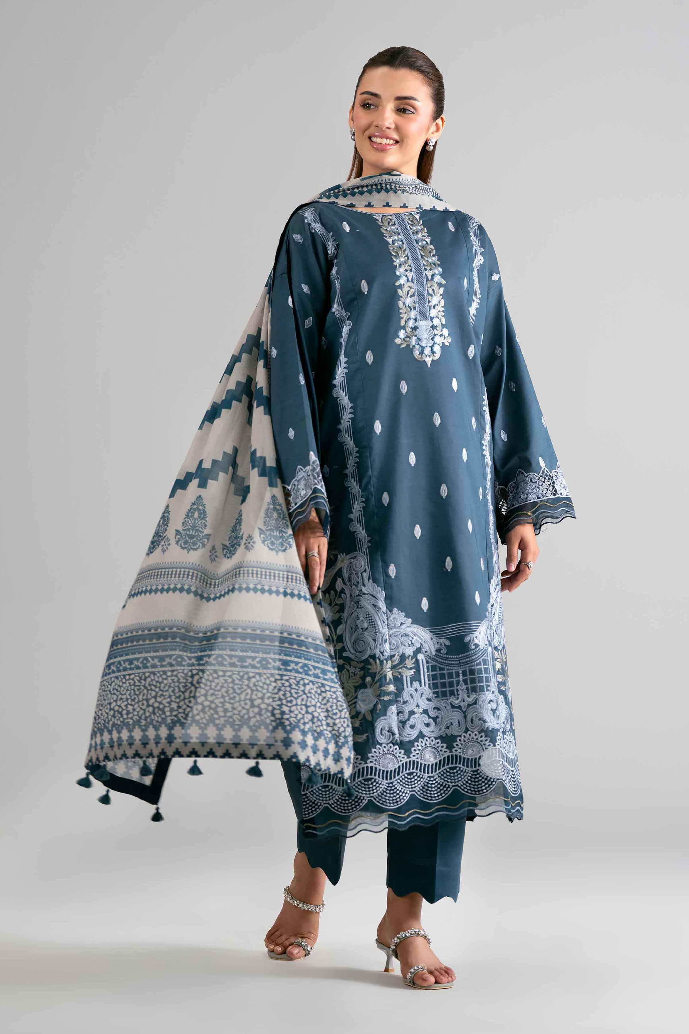 3 Piece - Digital Printed Embroidered Suit - 42601731