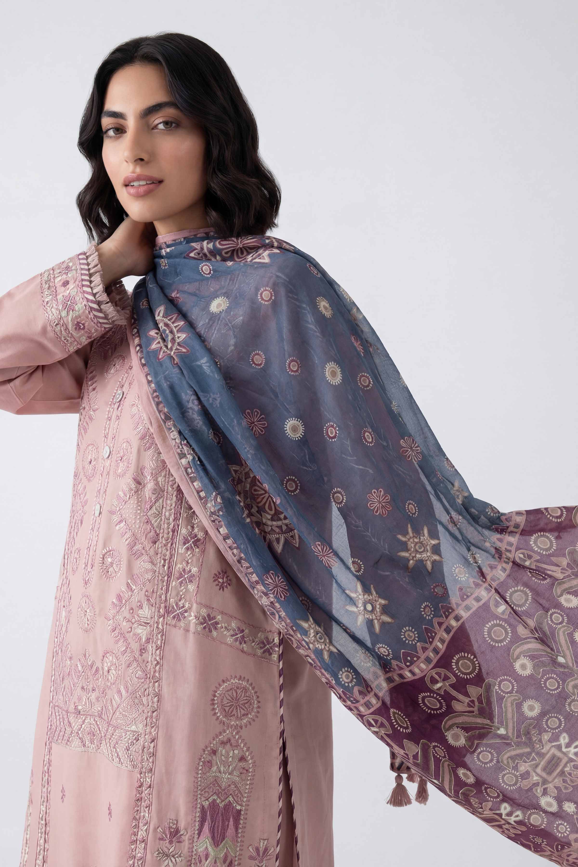 3 Piece Unstitched Embroidered Twill Linen Suit