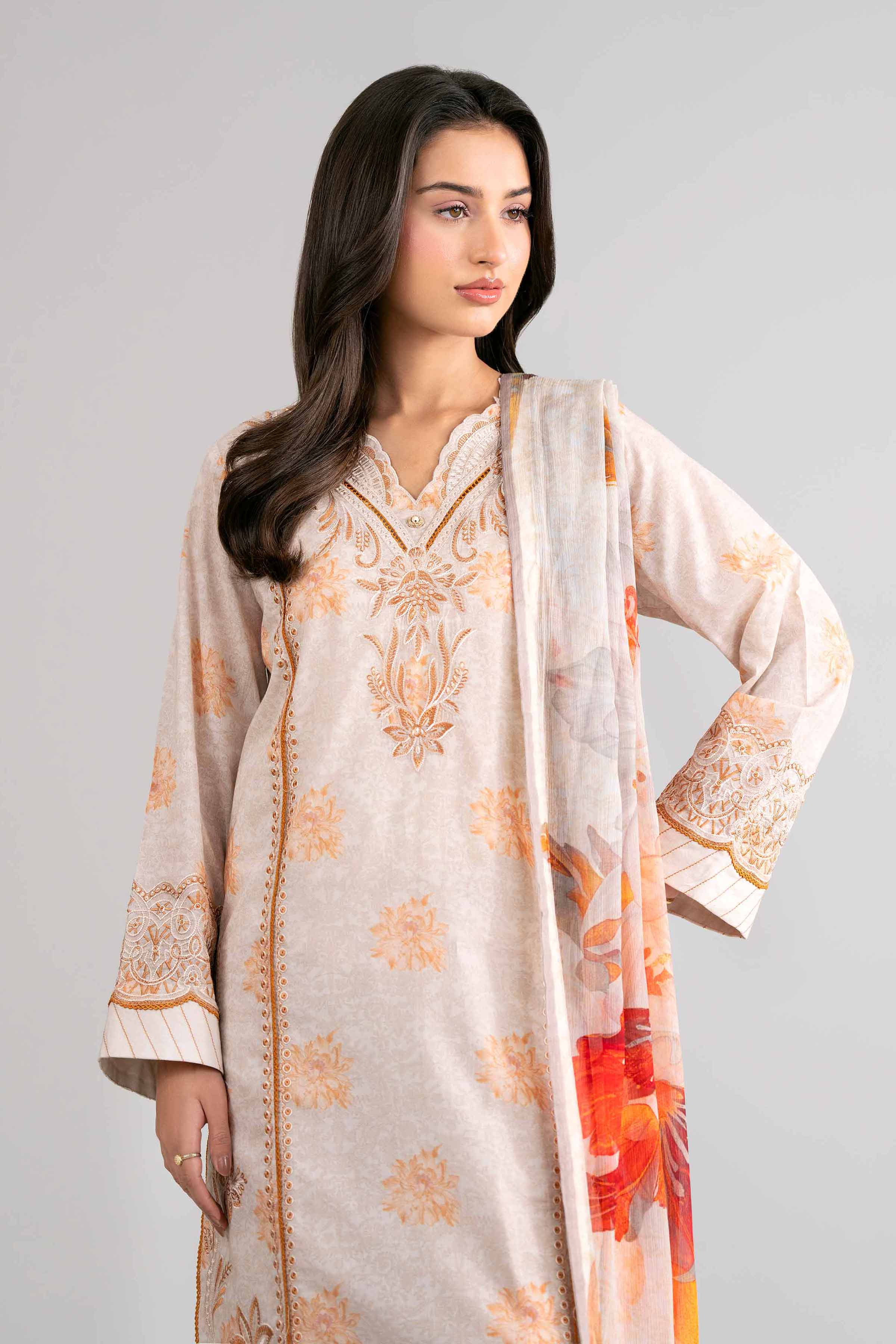 3 Piece - Digital Printed Embroidered Suit - 42601739