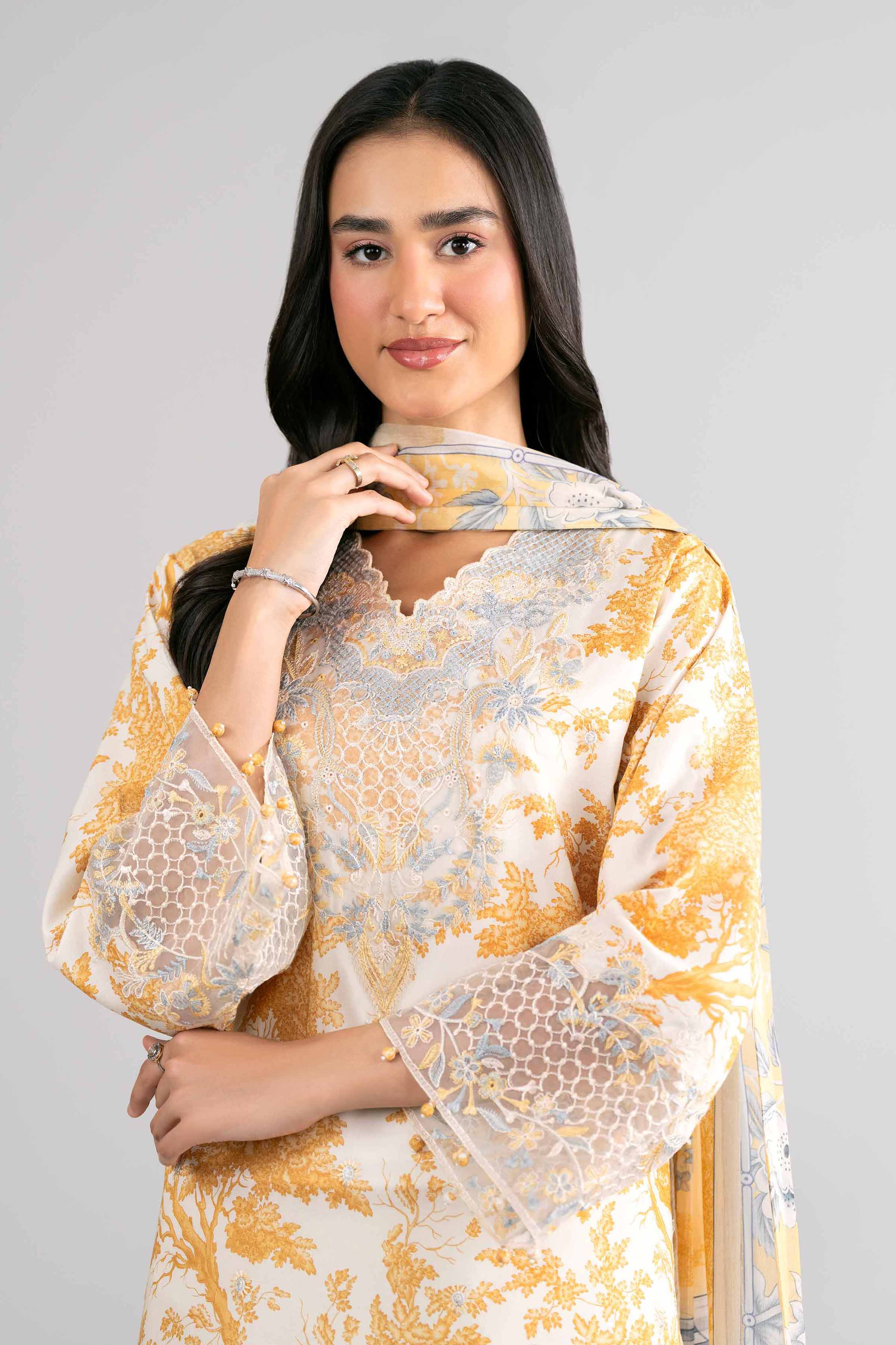 3 Piece - Digital Printed Embroidered Suit - 42601740