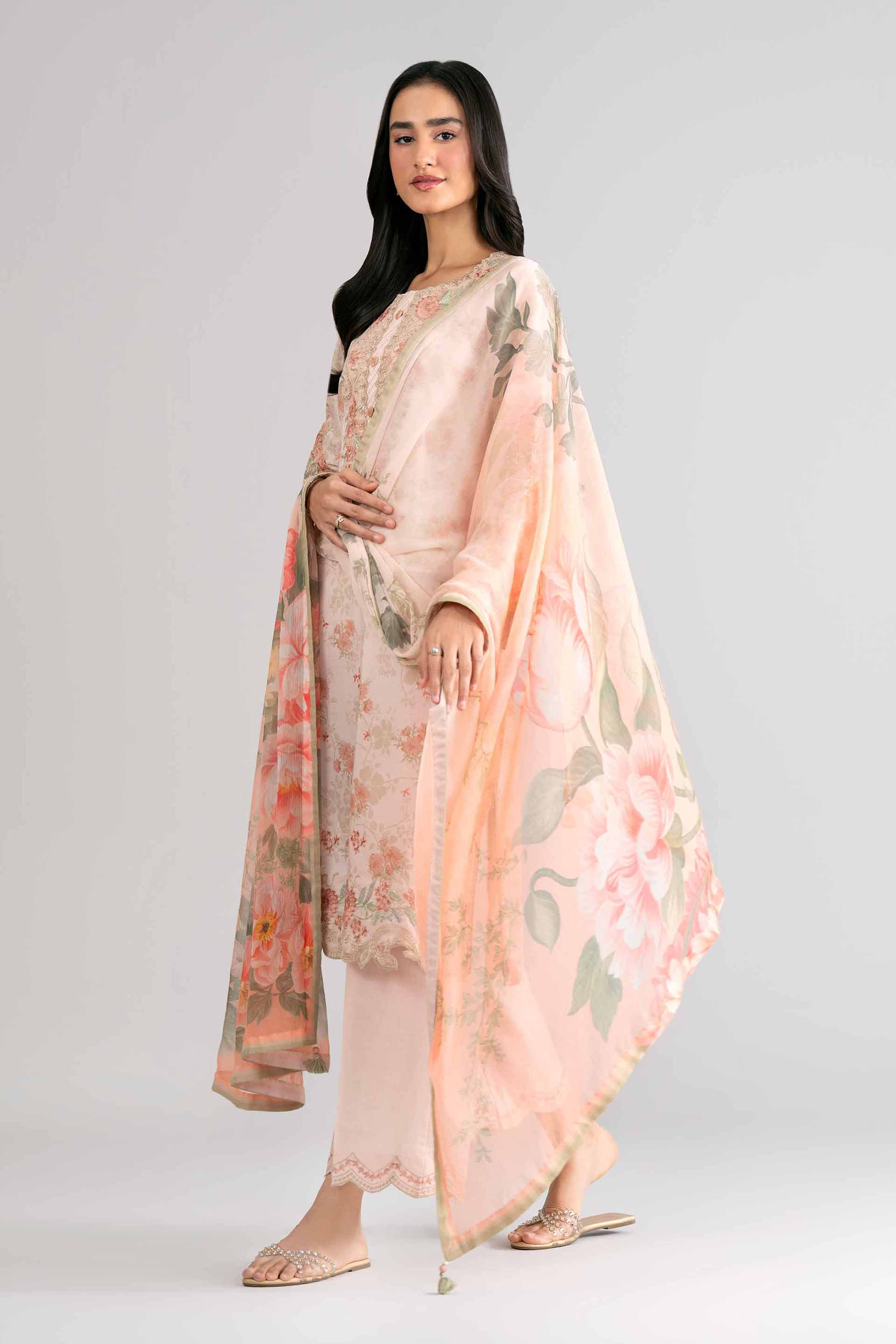 3 Piece - Digital Printed Embroidered Suit - 42601741
