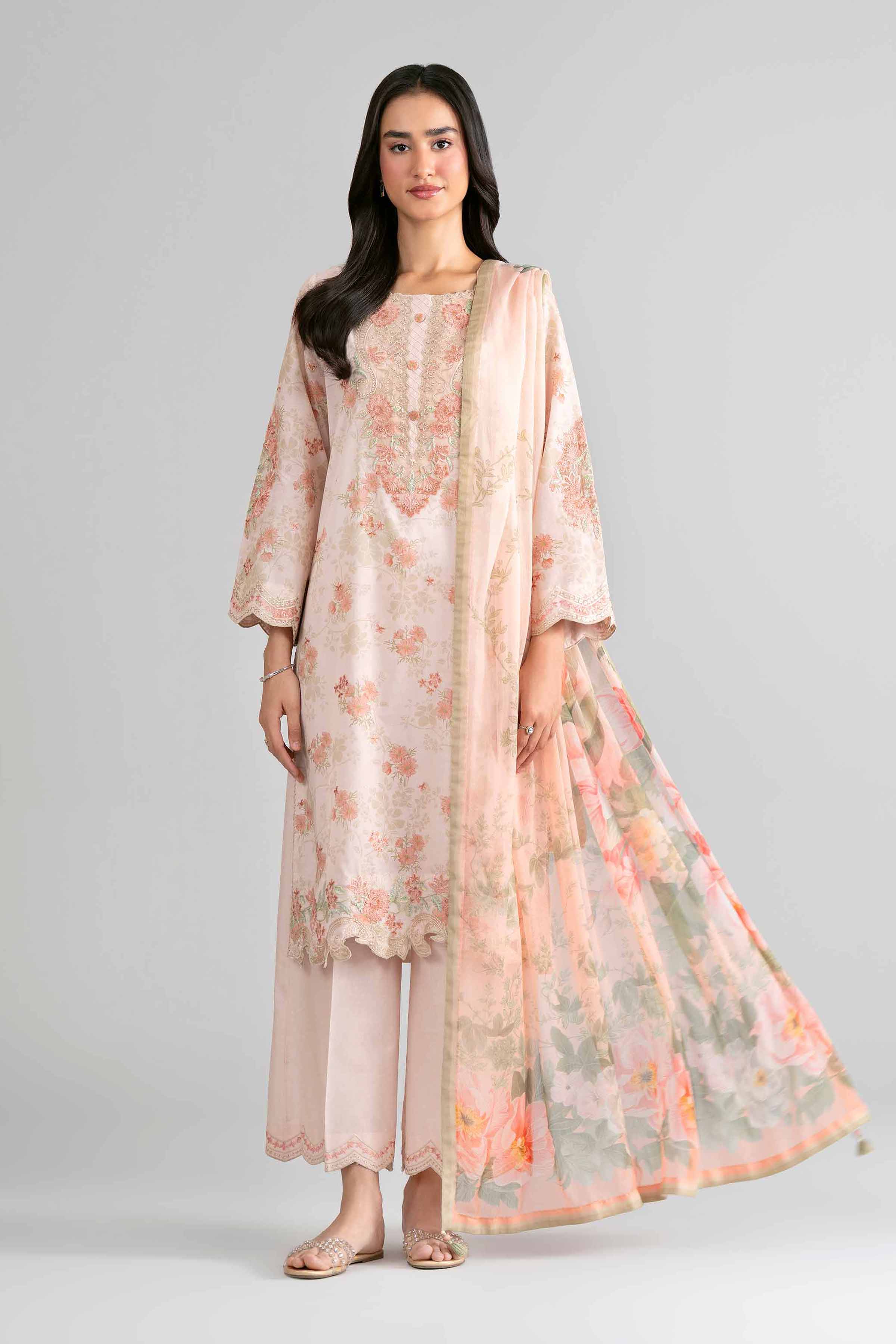 3 Piece - Digital Printed Embroidered Suit - 42601741