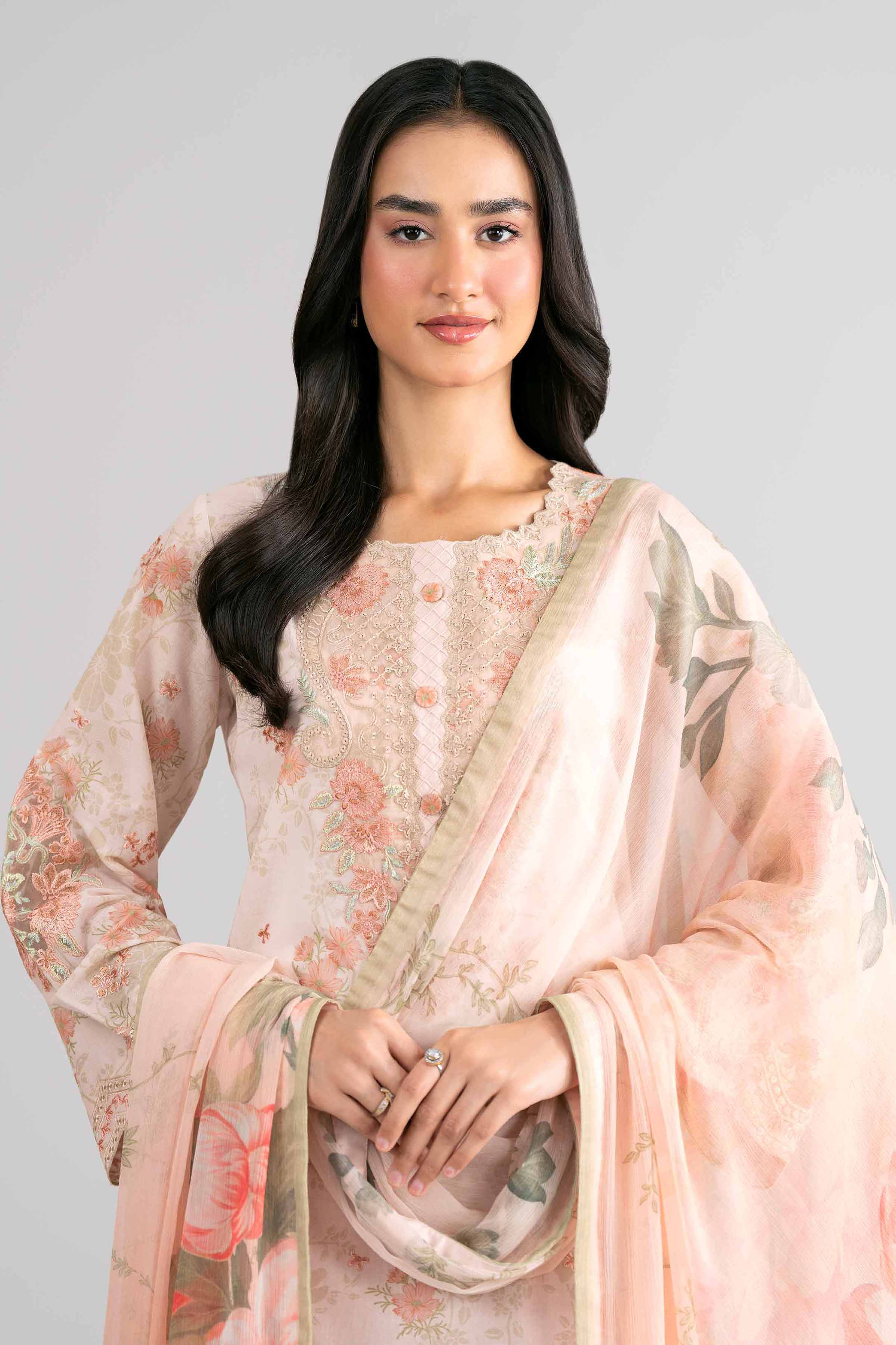 3 Piece - Digital Printed Embroidered Suit - 42601741