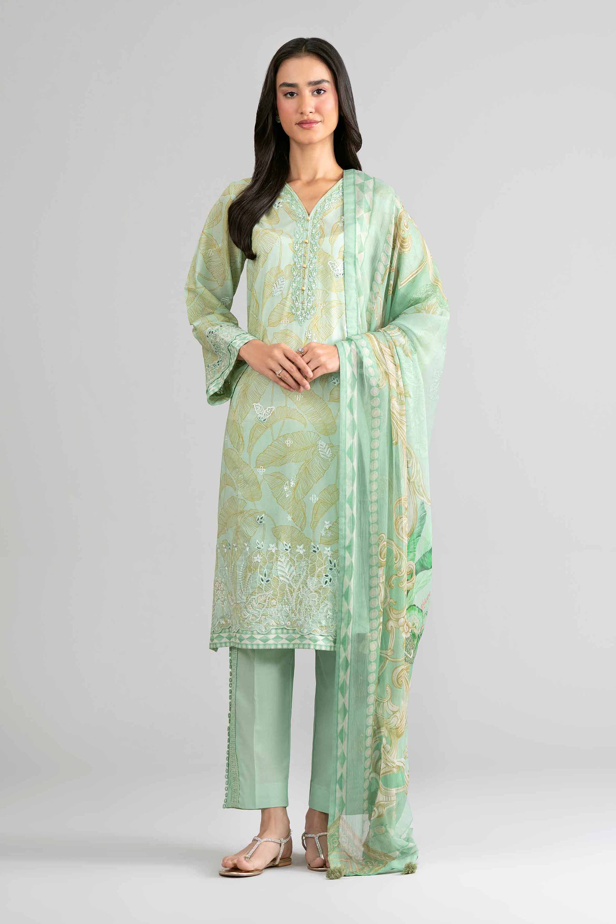 3 Piece - Digital Printed Embroidered Suit - 42601742
