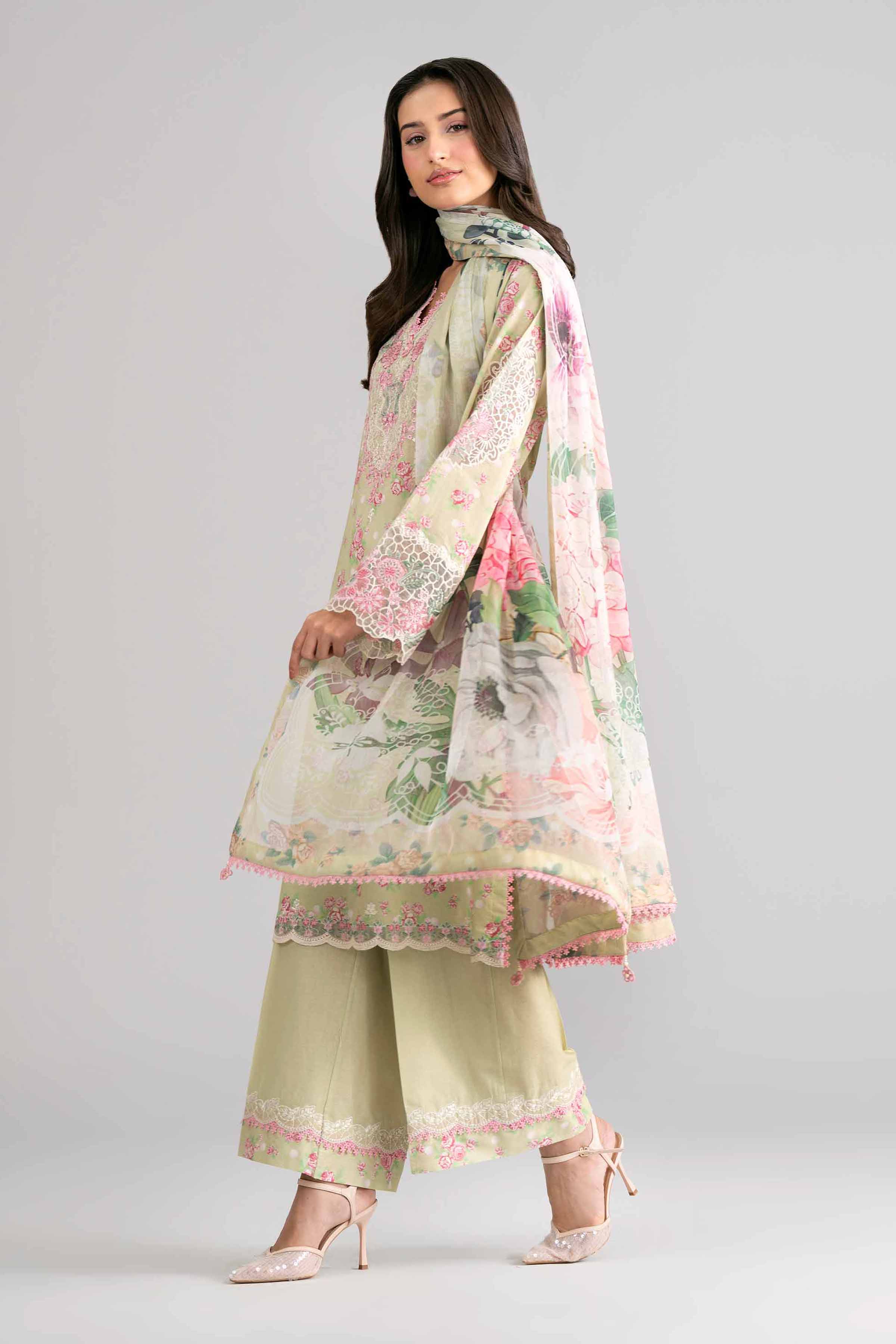 3 Piece - Digital Printed Embroidered Suit - 42601744